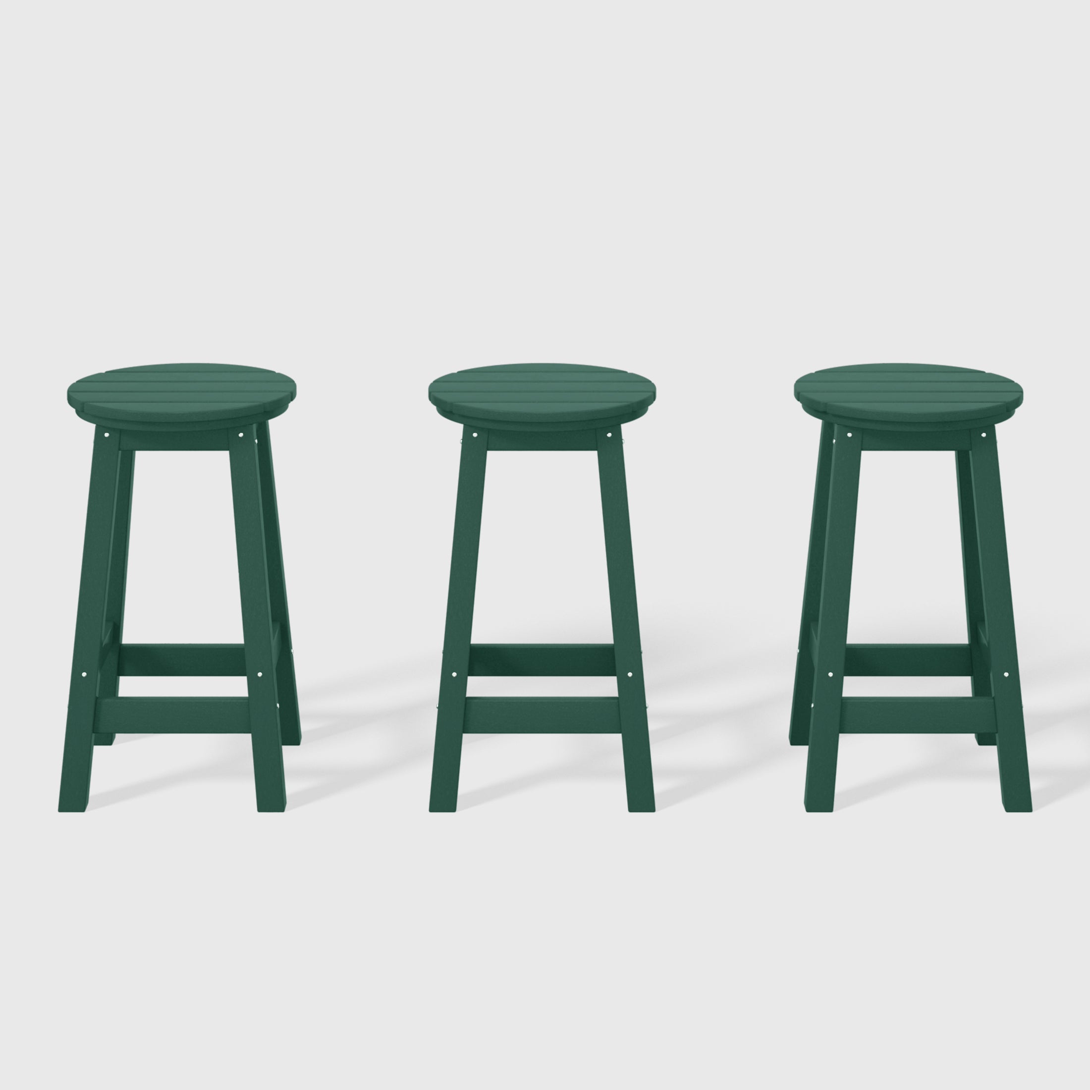 Paradise 24" HDPE Outdoor Patio Round Counter Height Bar Stool Set of 3