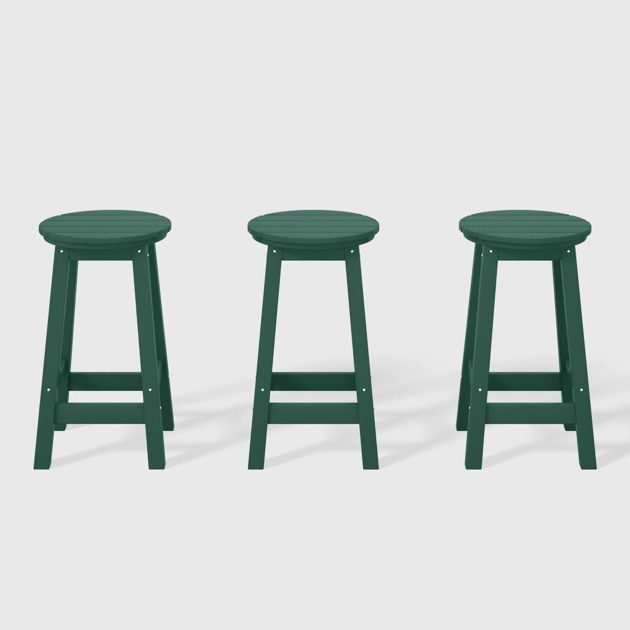 Paradise 24" HDPE Outdoor Patio Round Counter Height Bar Stool Set of 3