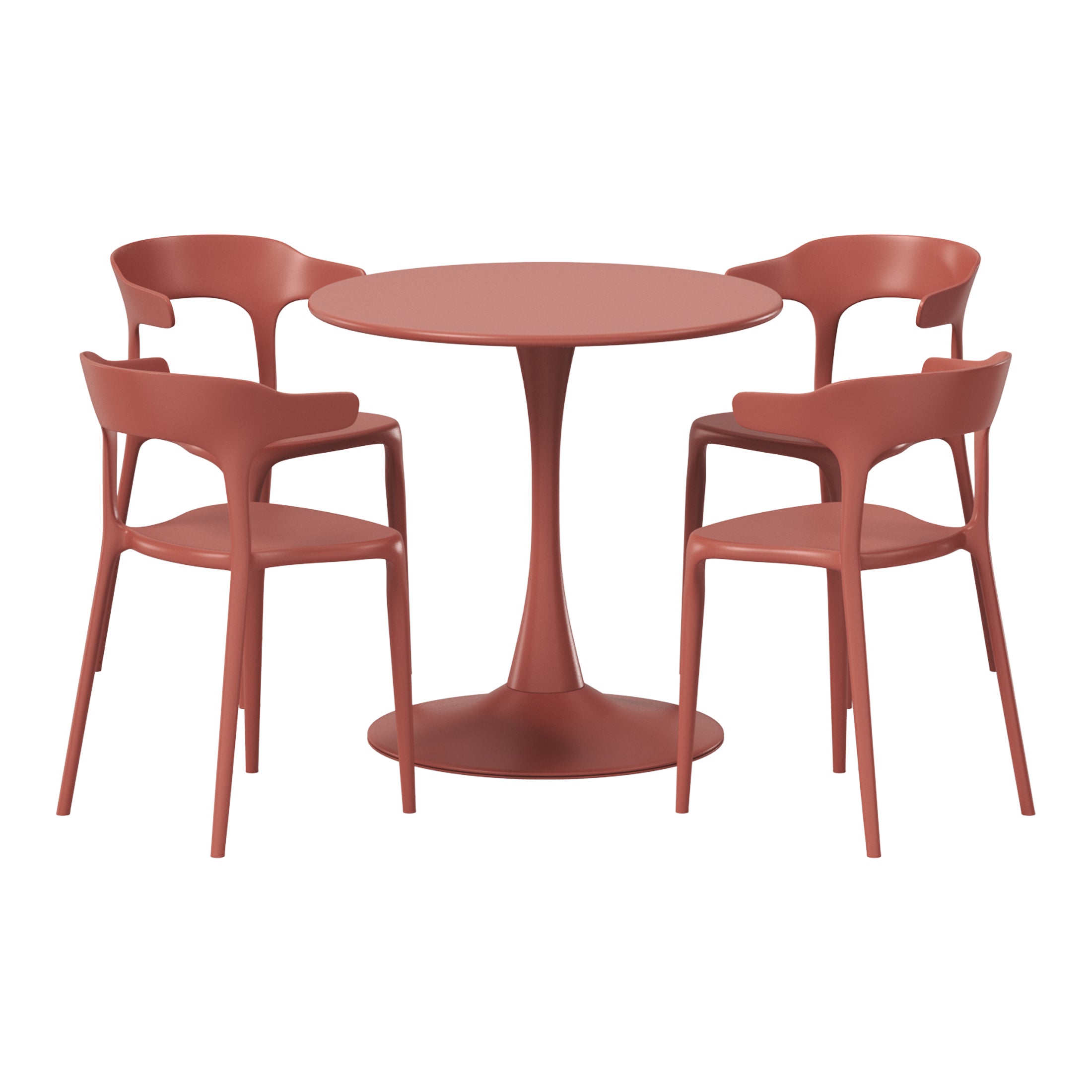 Sunshine 5-Piece Outdoor Metal Patio Dining Table Set With Stackable Patio Chairs