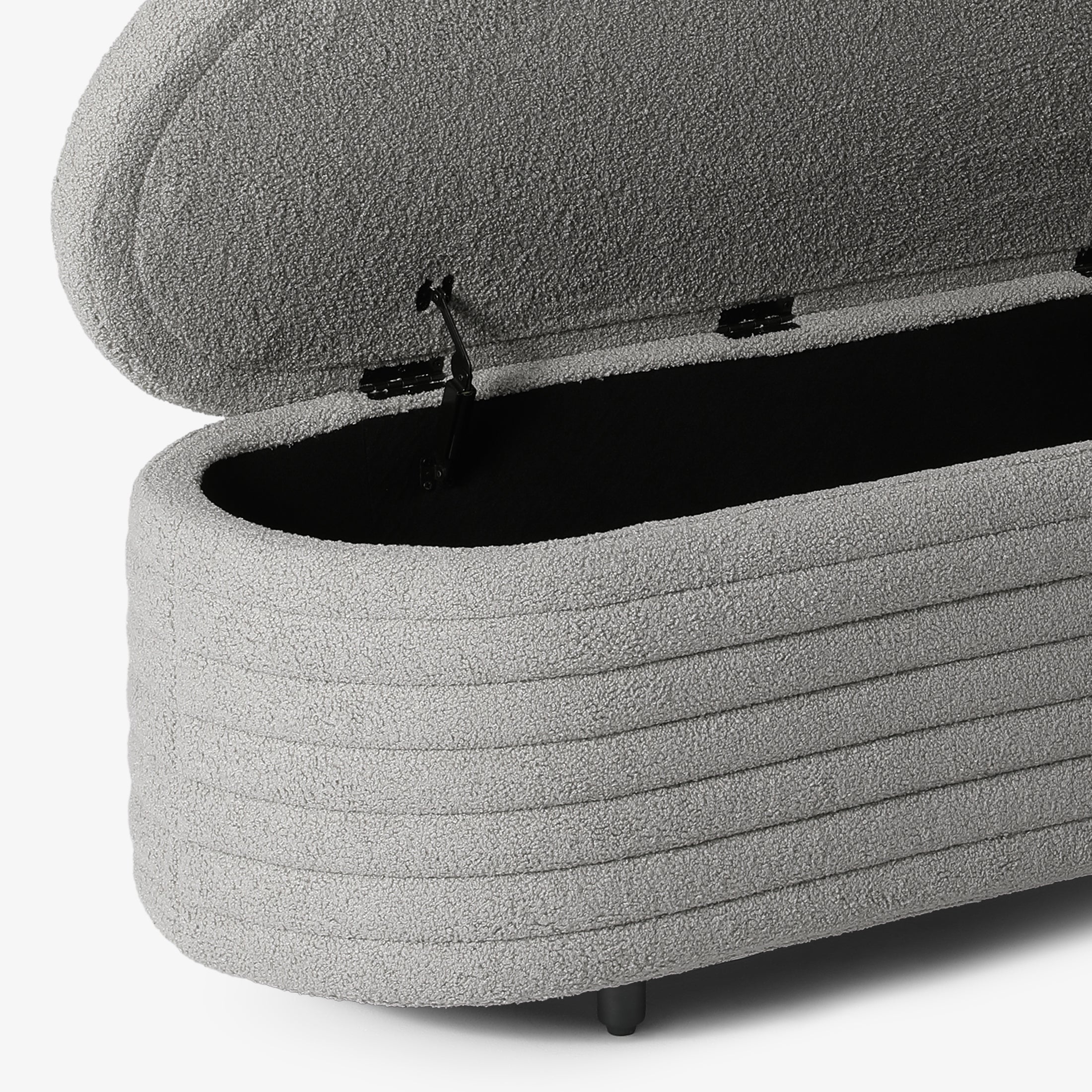 Celine 54" Wide Mid-Century Modern Upholstered Teddy Sherpa Tufted Oval Storage Ottoman Bench