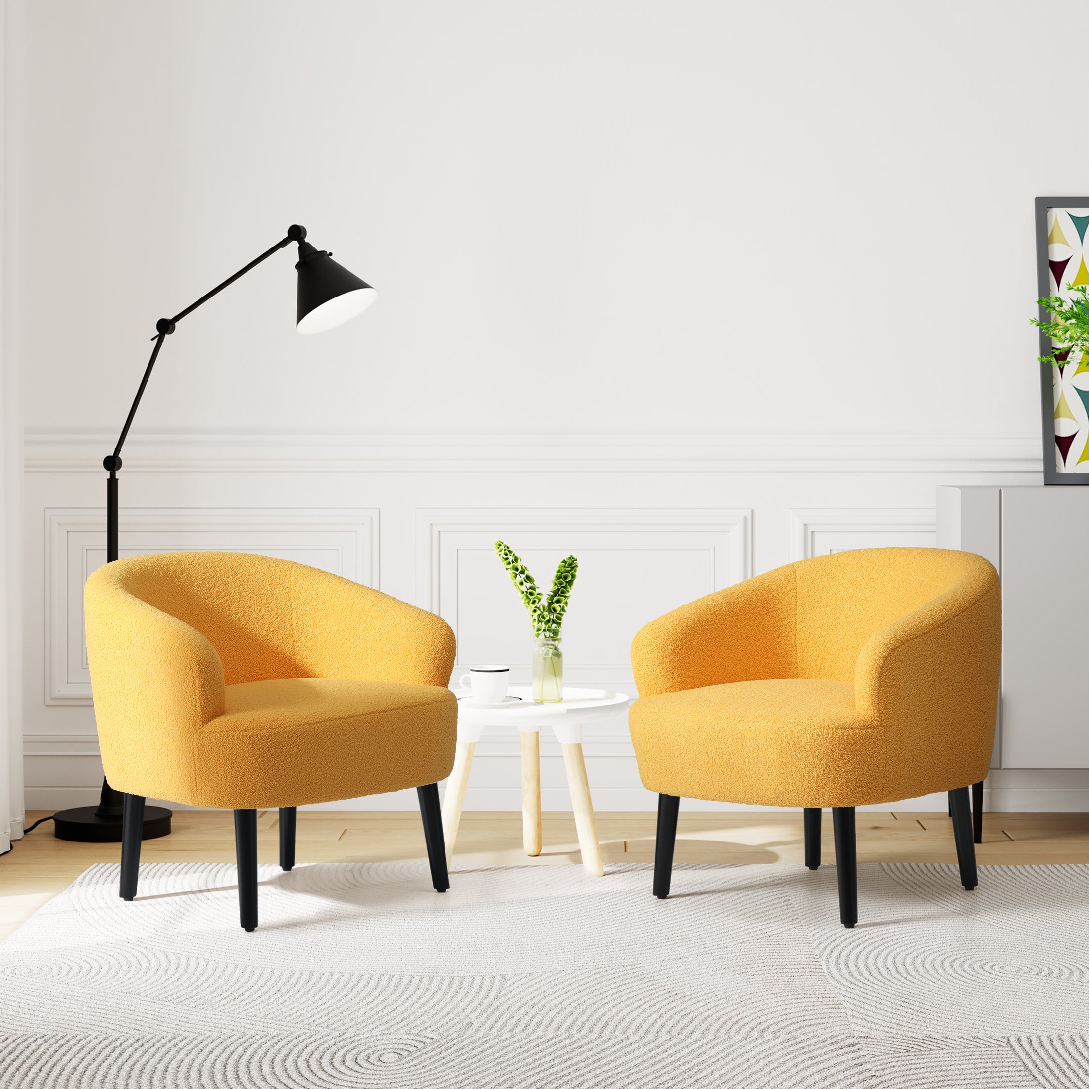 Celine 29" Wide Mid Century Modern Club Barrel Accent Armchair, Set of Two