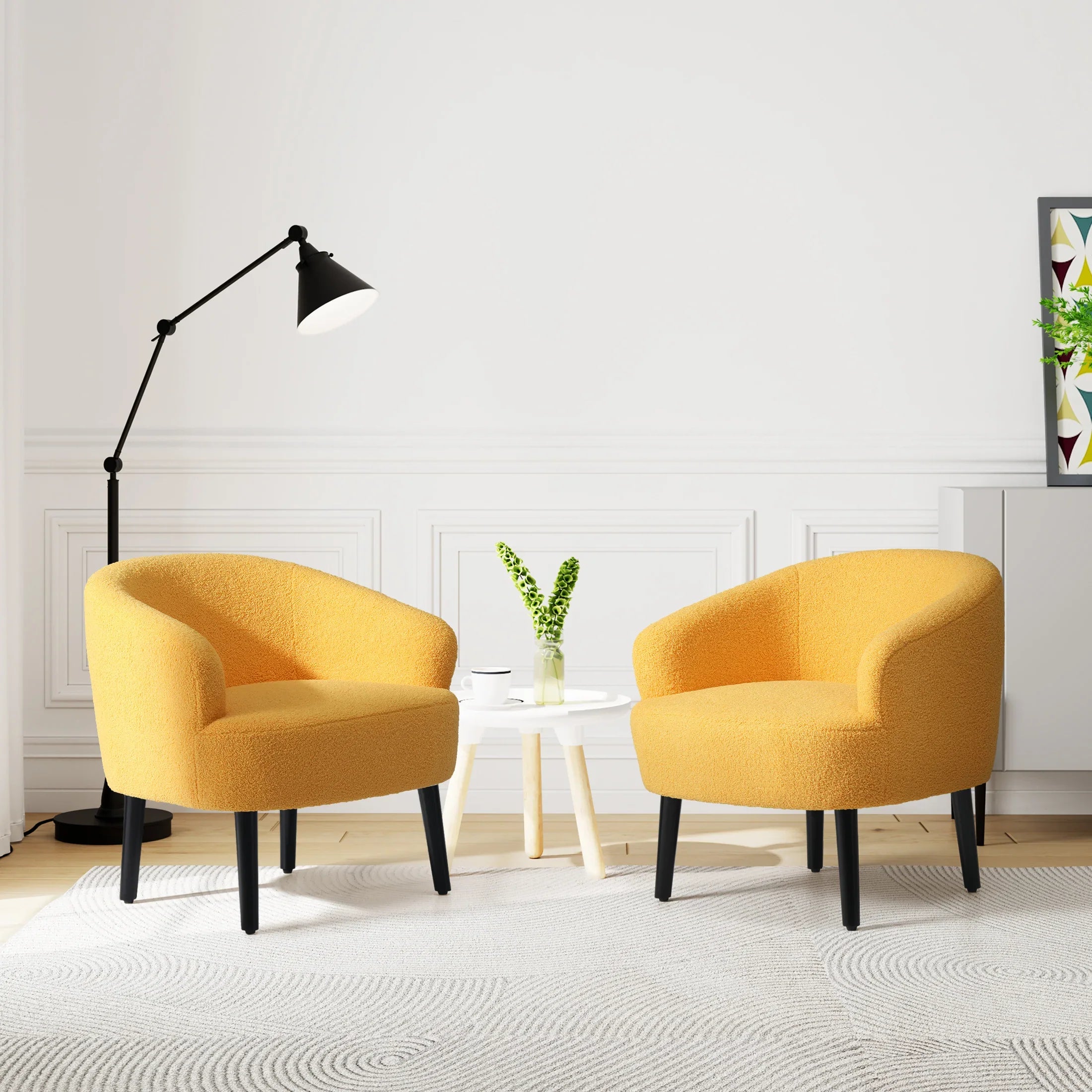 Celine 29" Wide Mid Century Modern Club Barrel Accent Armchair, Set of Two
