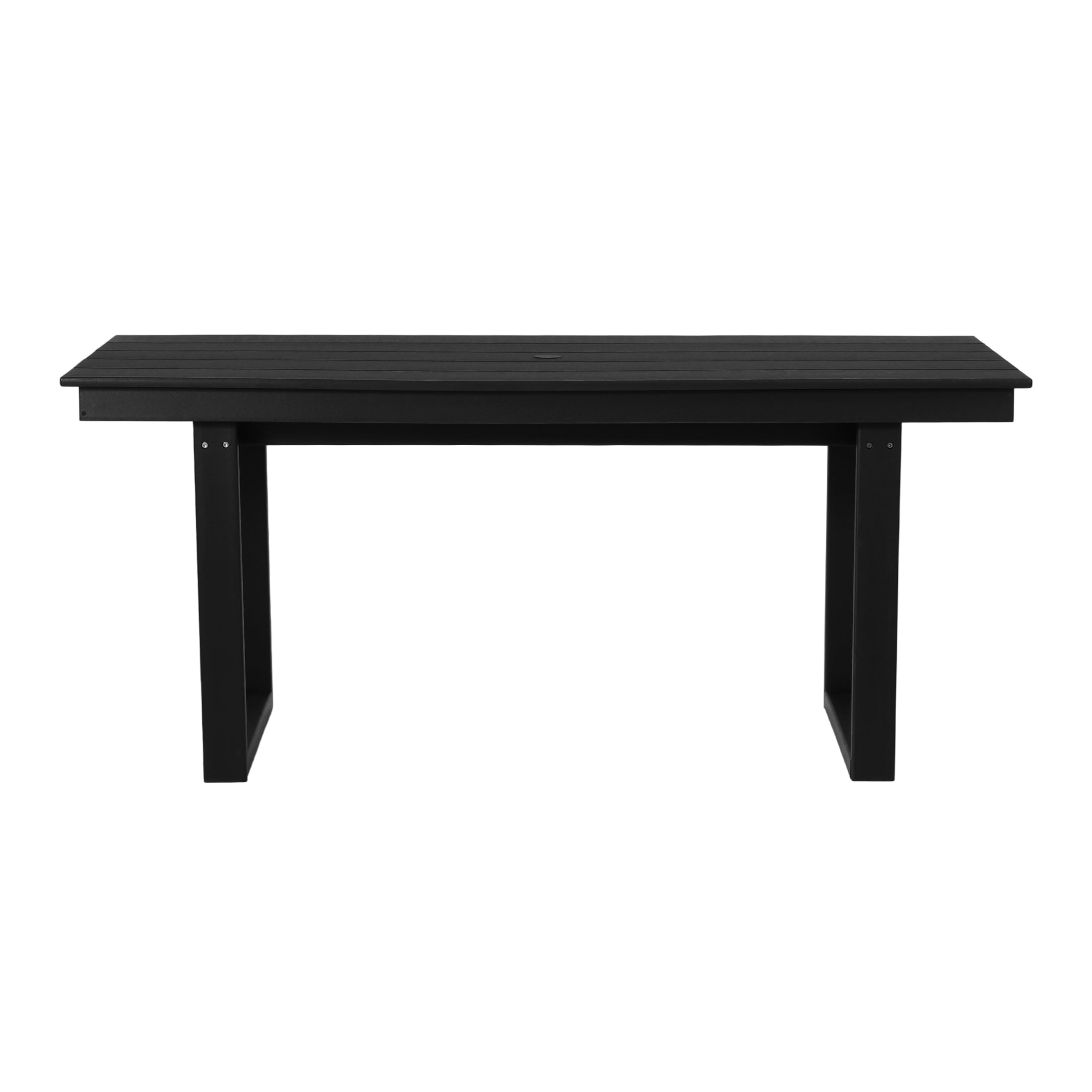 Cambria 7-Piece Modern HDPE Outdoor Patio Dining Table Set With Umbrella Hole