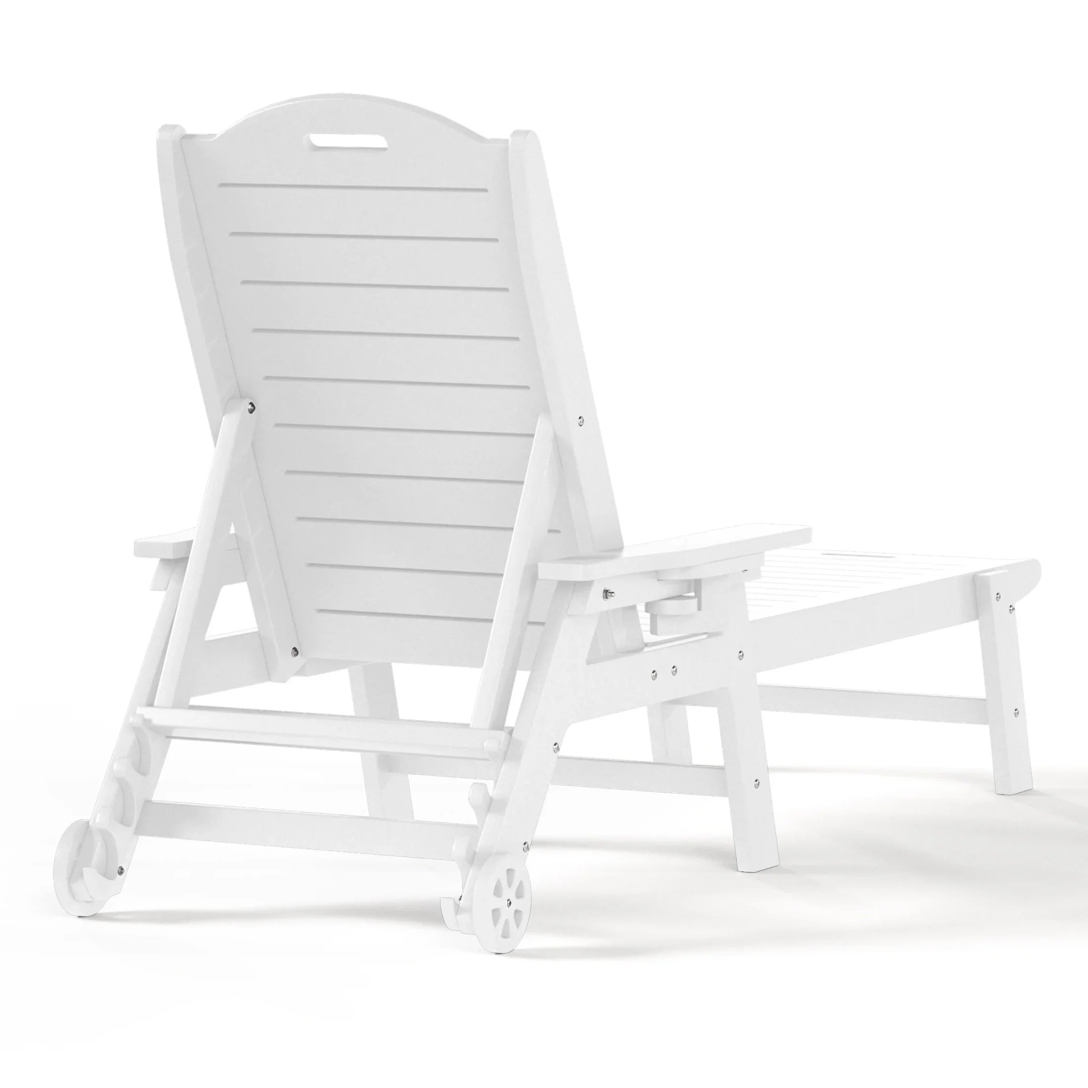 Lago Outdoor HDPE Patio Chaise Lounge With Wheels & Cup Holder