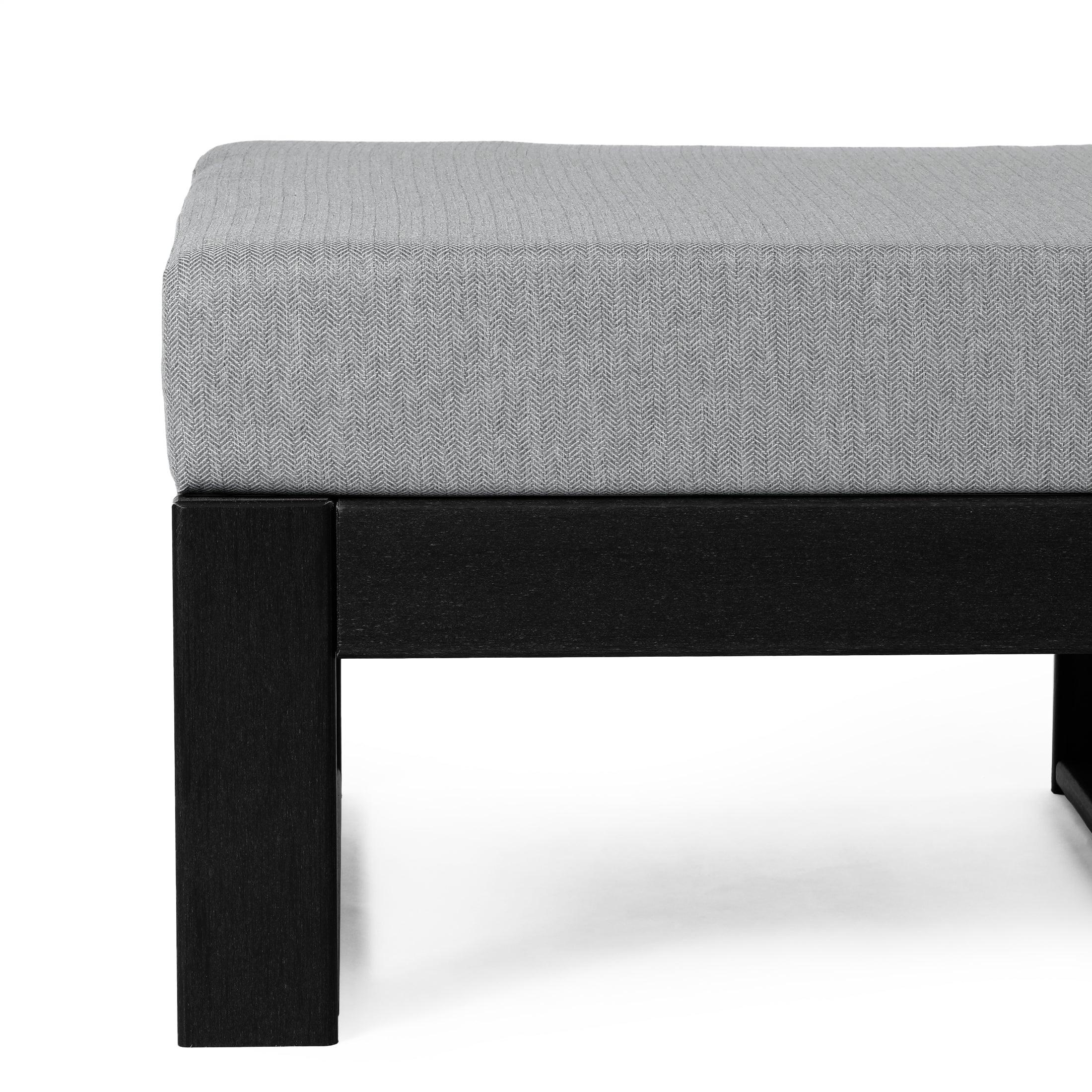 Rockaway Outdoor HDPE Patio Ottoman with Waterproof Olefin Cushions