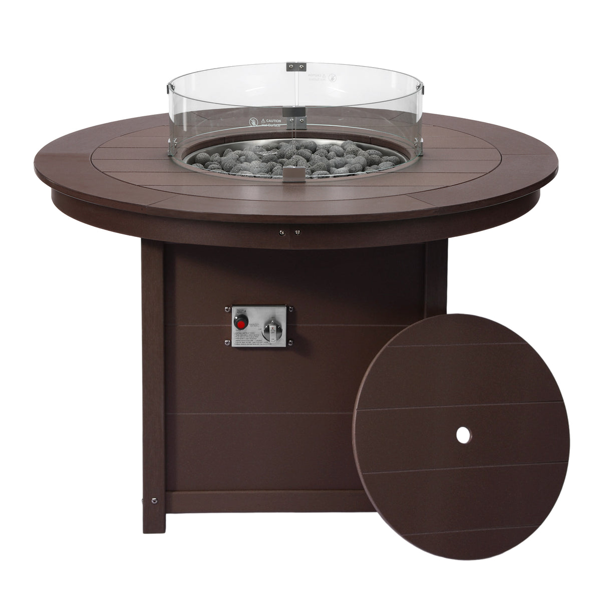 Sol 47" Modern Outdoor Patio Propane Gas Round Fire Pit Table