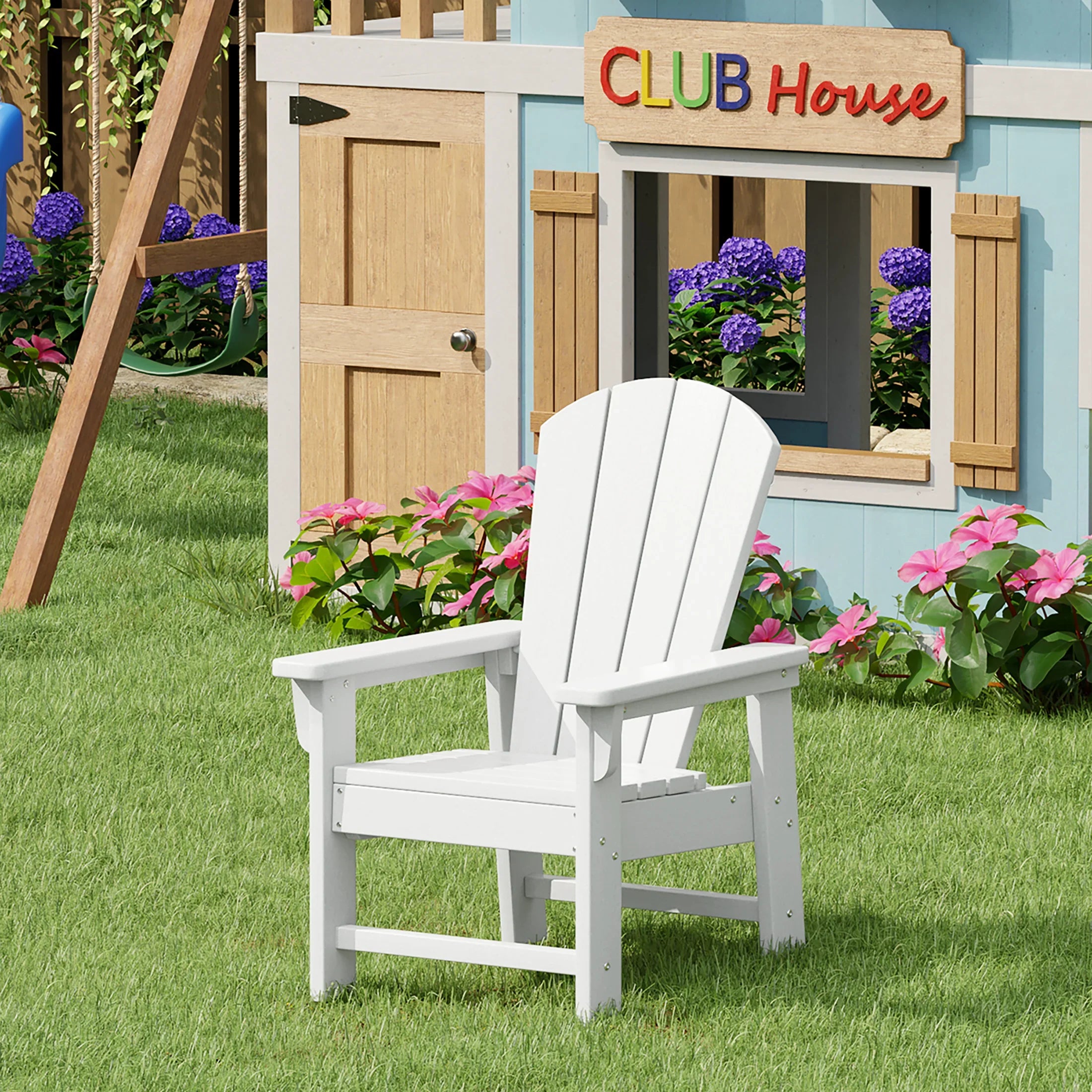 Paradise Kids Outdoor HDPE Adirondack Plastic Patio Chair
