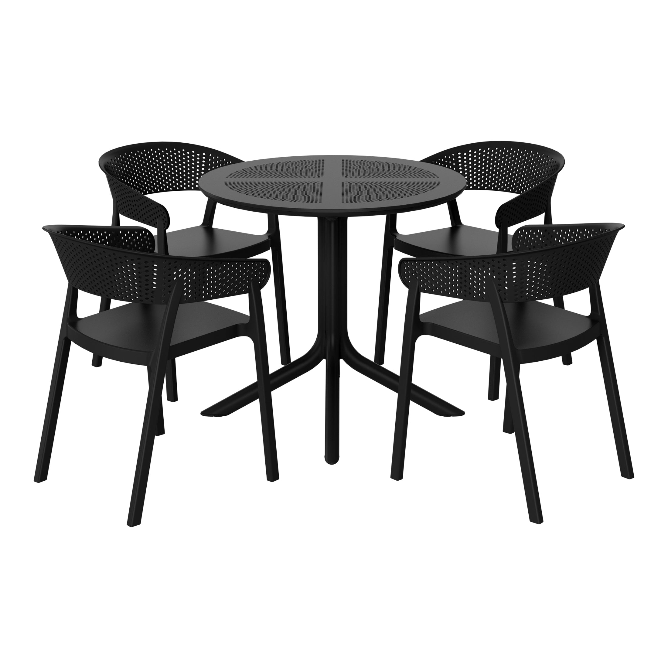 Sunshine 5-Piece Modern Patio Round Dining Table Set with Stackable Patio Dining Chairs
