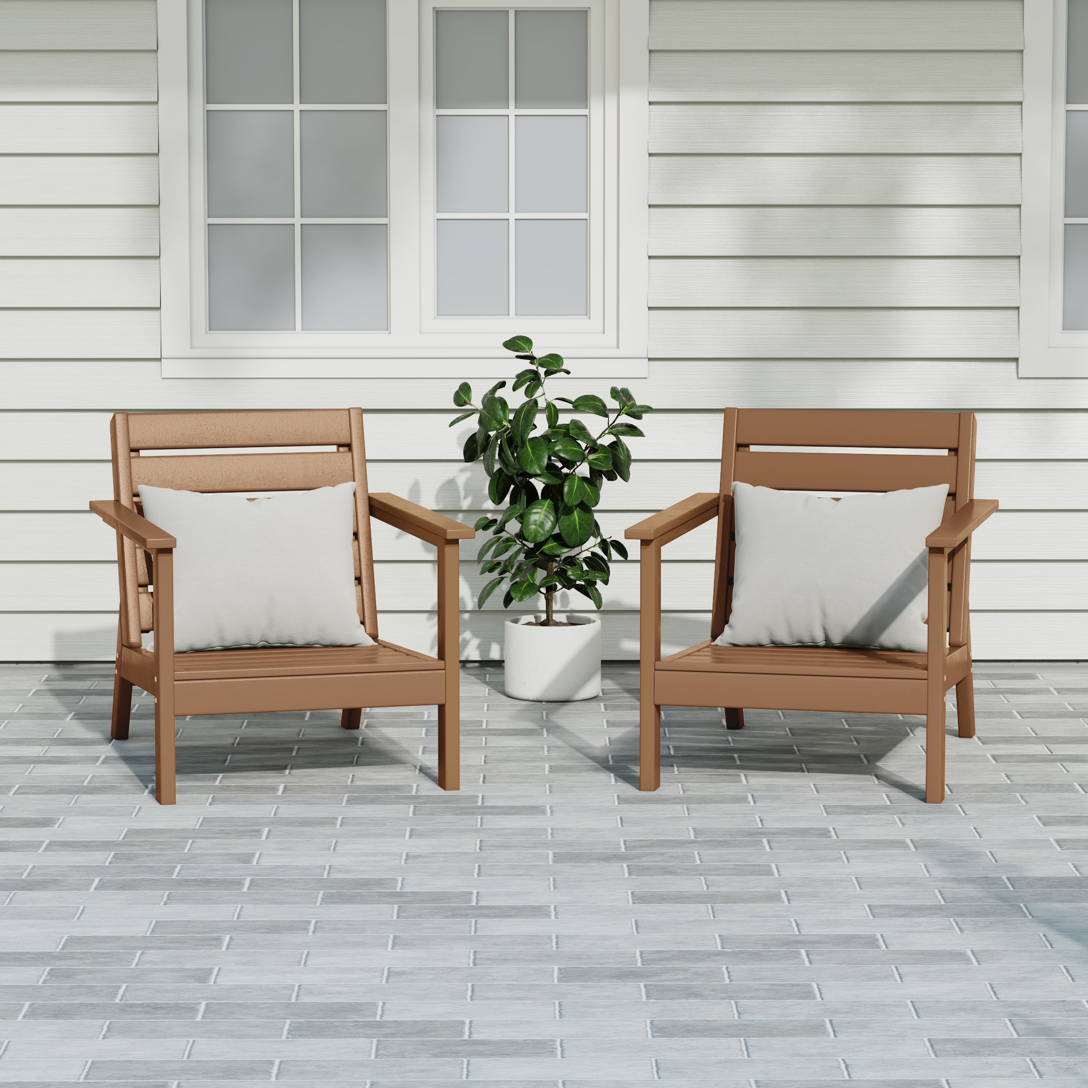 Portsmouth Outdoor Patio HDPE Deep Seating Armchair (Set of 2)