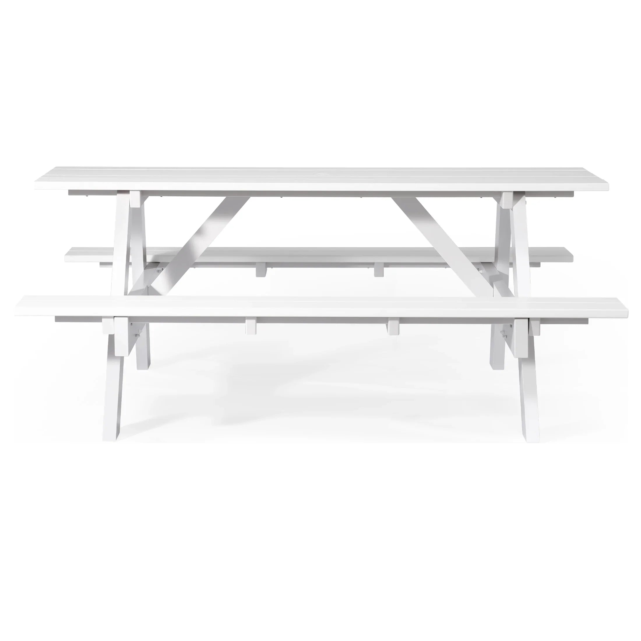 Macon Outdoor 70" HDPE Plastic Picnic Table Bench With Umbrella Hole