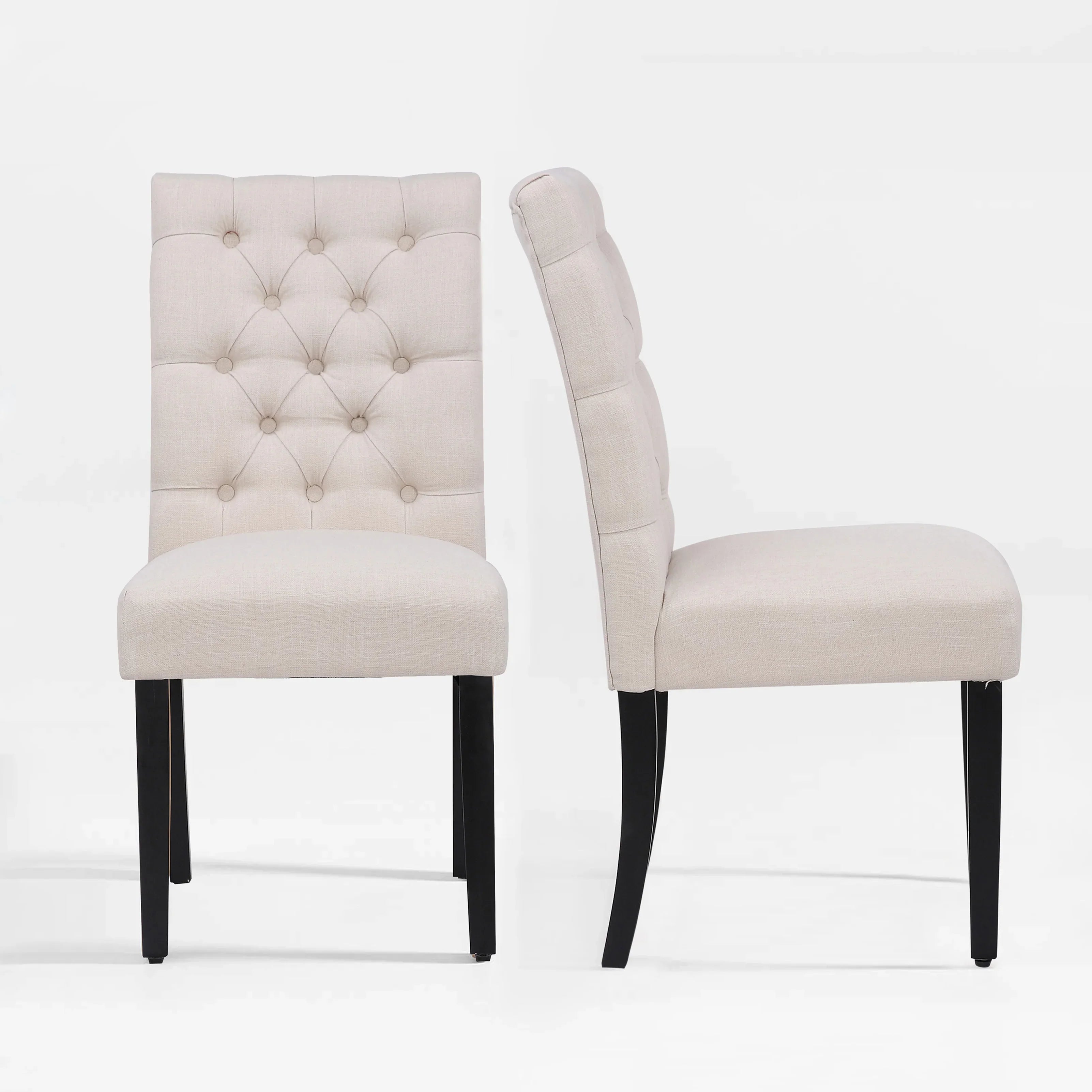 Bellmount Linen fabric tufted upholstered side chairs ( 2 piece set )