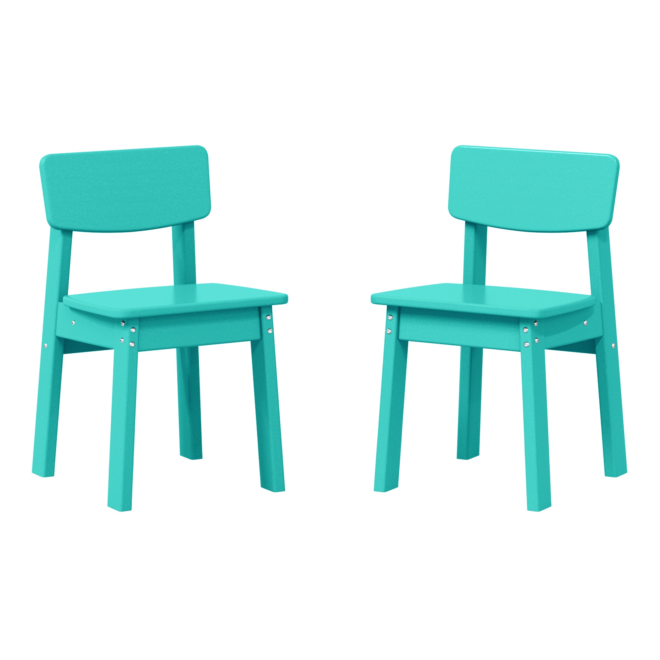 Little Explorers Outdoor HDPE Kids Modern Plastic Toddler Dining Chairs (Set of Two)