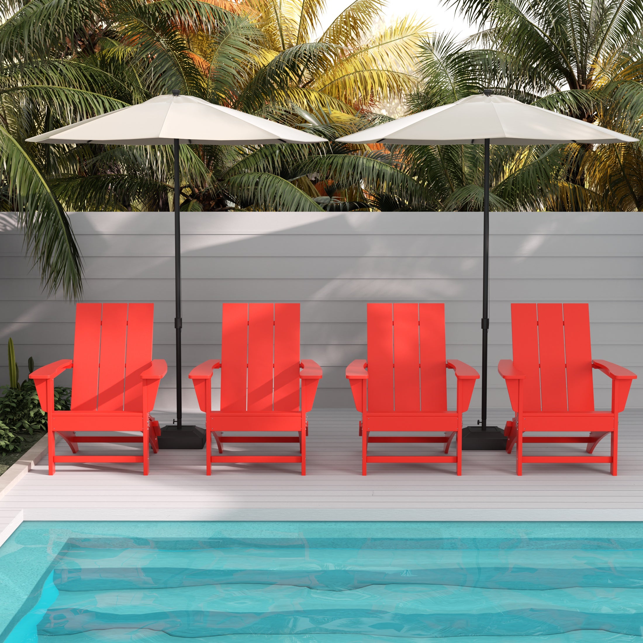 Palms Modern Outdoor Folding Adirondack Chair (Set of 4)