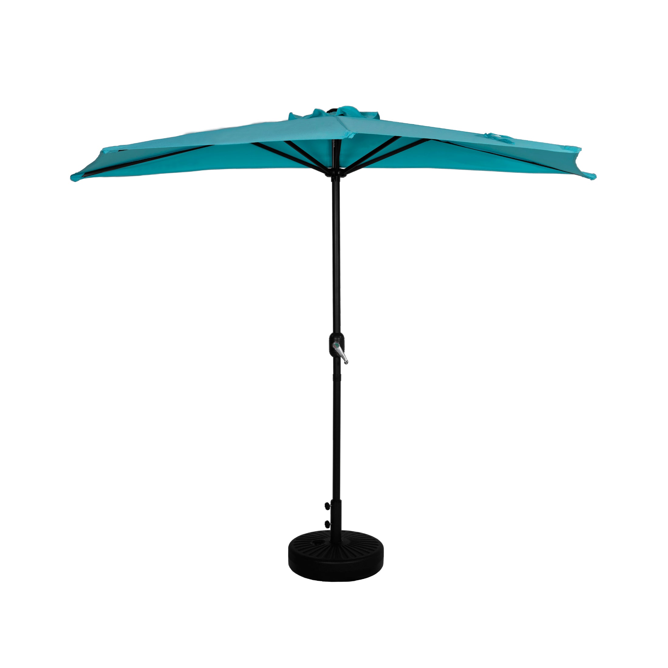 Easton 9 ft. Aluminum Half Market Crank Lift Patio Umbrella with Base