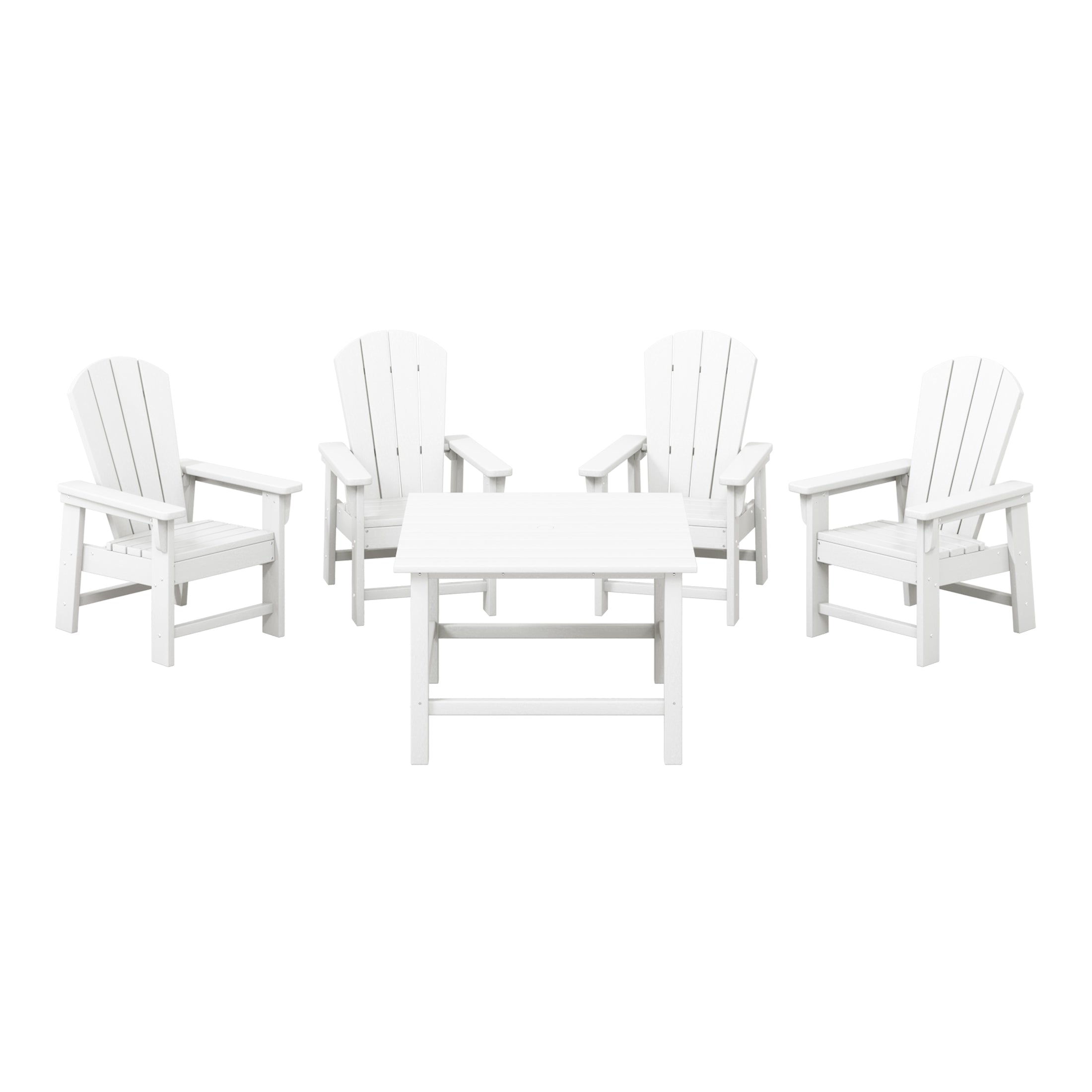 Paradise Kids 5-Piece HDPE Outdoor Square Patio Dining Table and Chairs Set