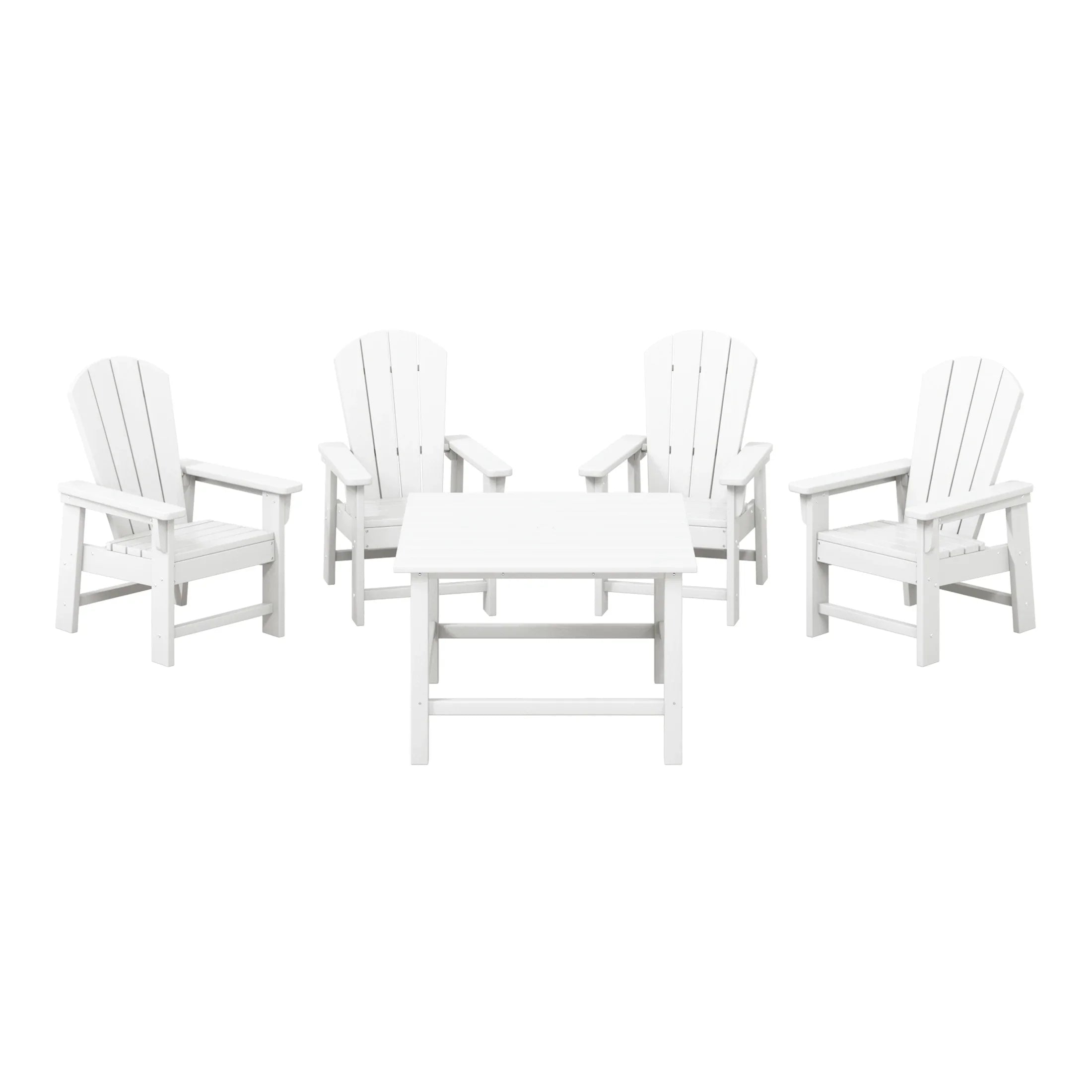 Paradise Kids 5-Piece HDPE Outdoor Square Patio Dining Table and Chairs Set