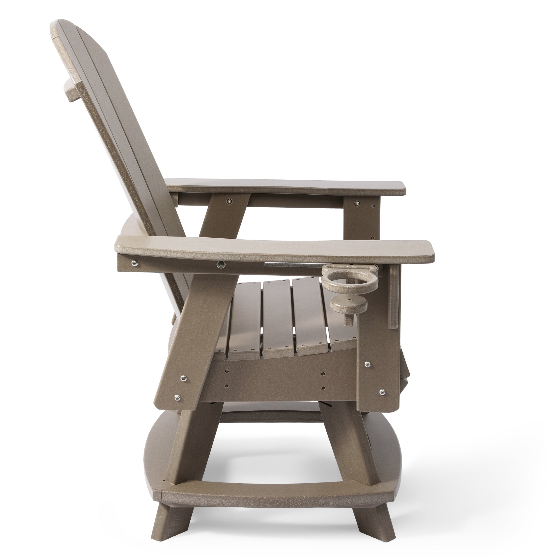 Paradise Outdoor HDPE Swivel Adirondack Patio Dining Chair With Cup Holder