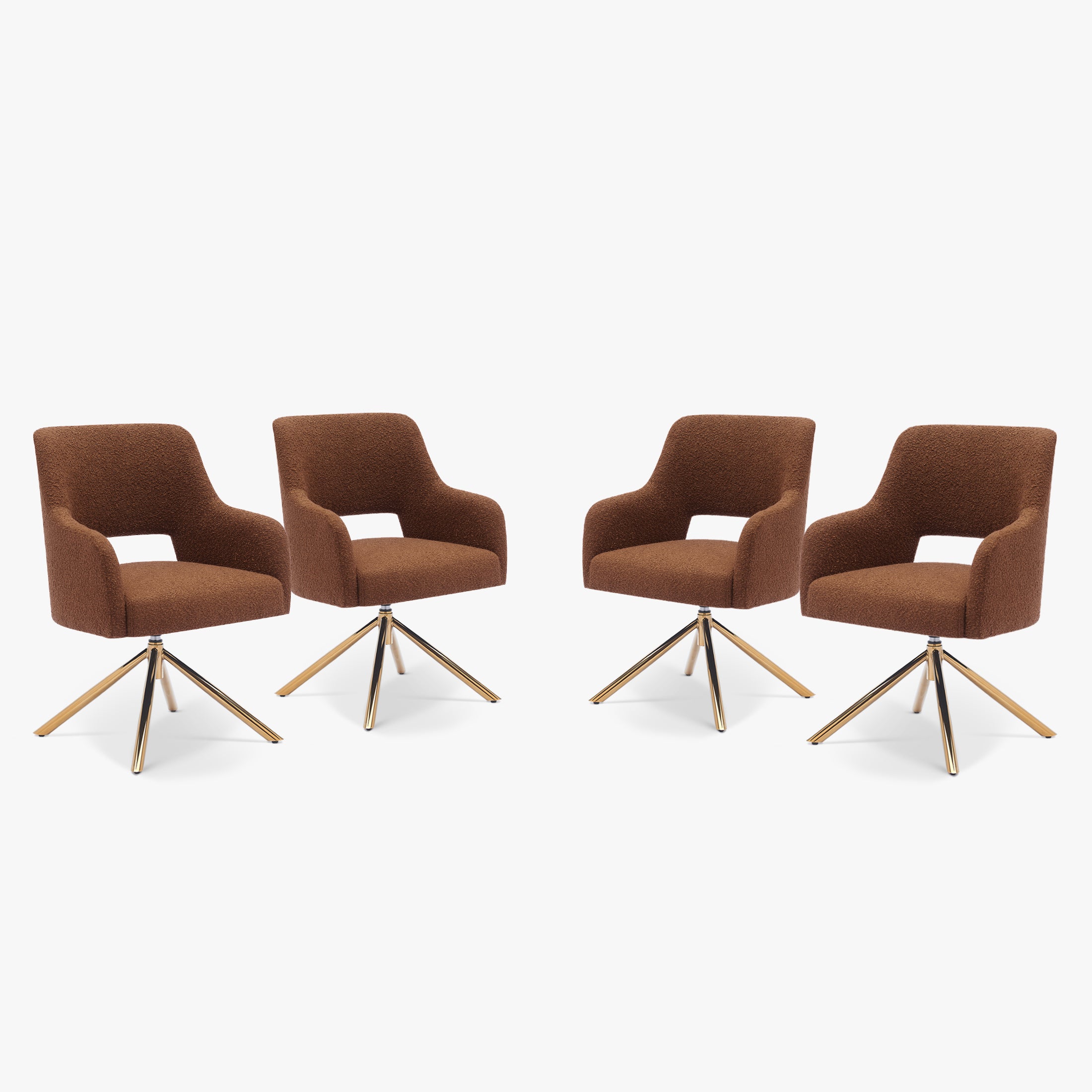 Amélie Mid-Century Modern Wide Boucle Swivel Accent Arm Chair (Set of 4)