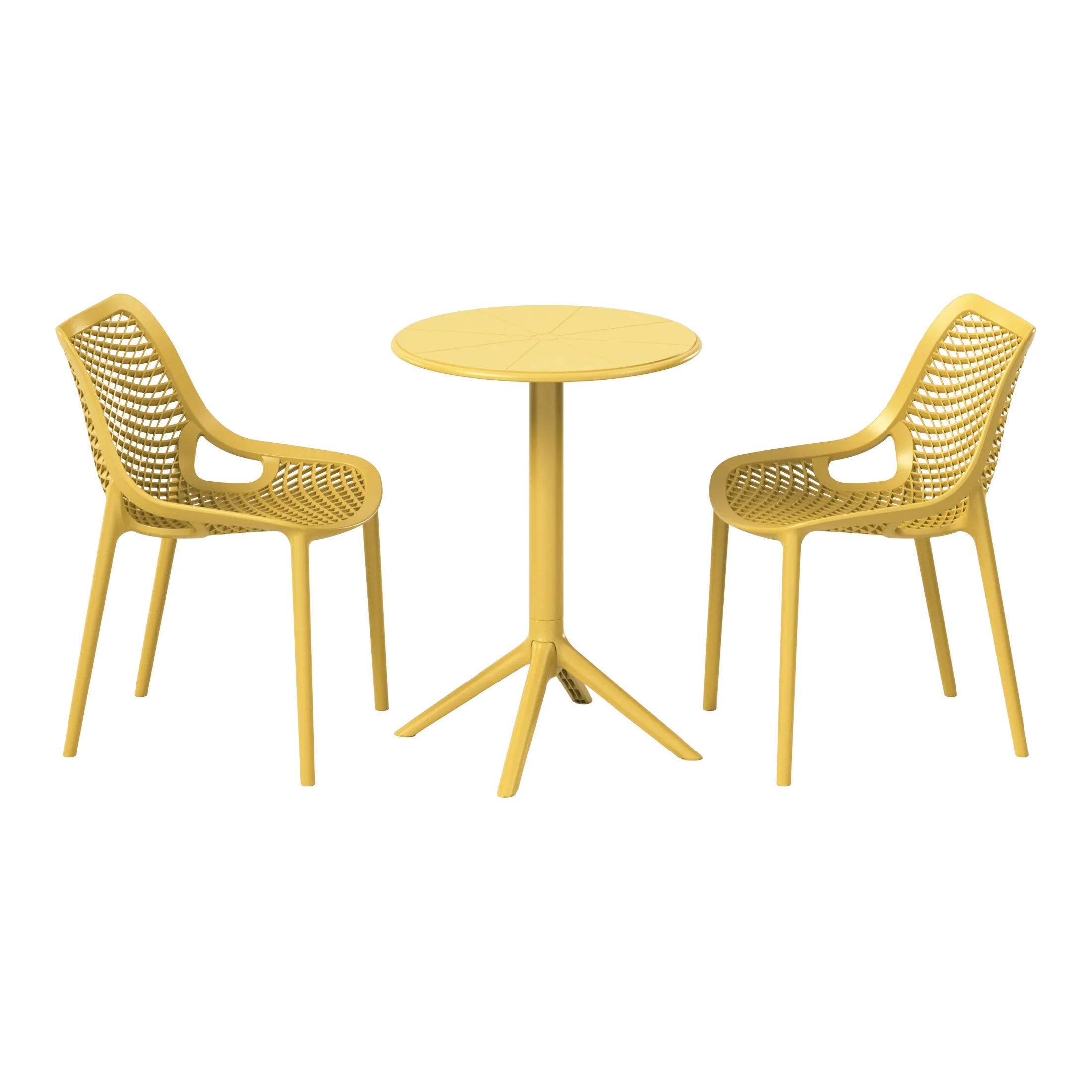 Sunshine 3-Piece Outdoor Resin Patio Bistro Set with Stackable Patio Dining Side Chairs