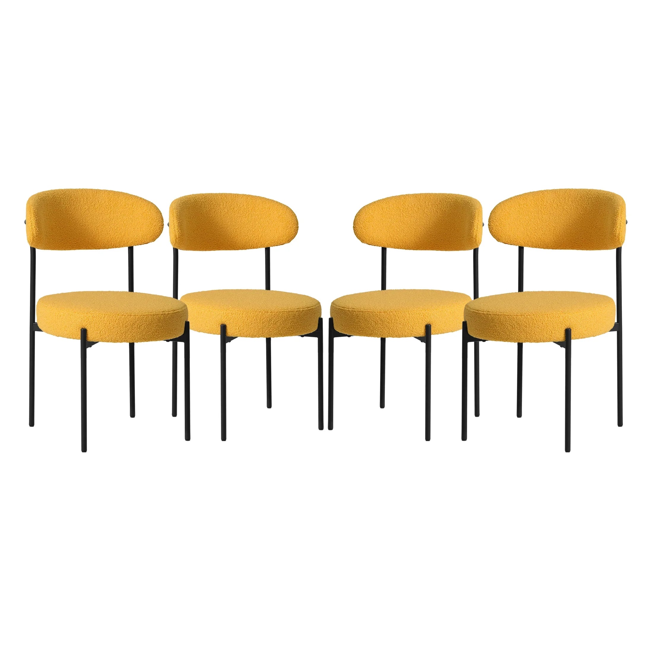 Celine Mid-Century Modern Upholstered Sherpa Round Dining Chairs (Set of 4)