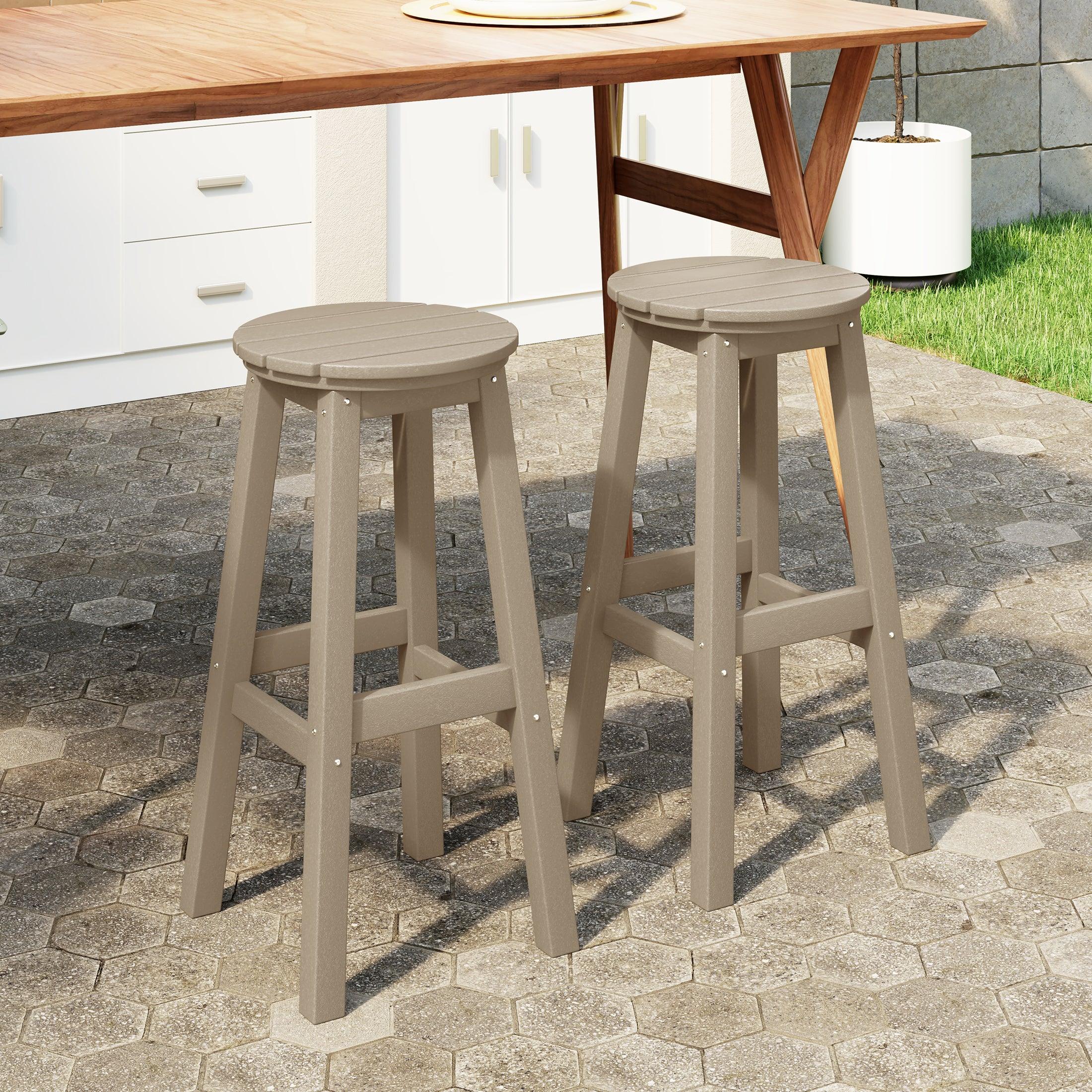 Paradise 29" HDPE Outdoor Patio Round Bar Stool Set of 2