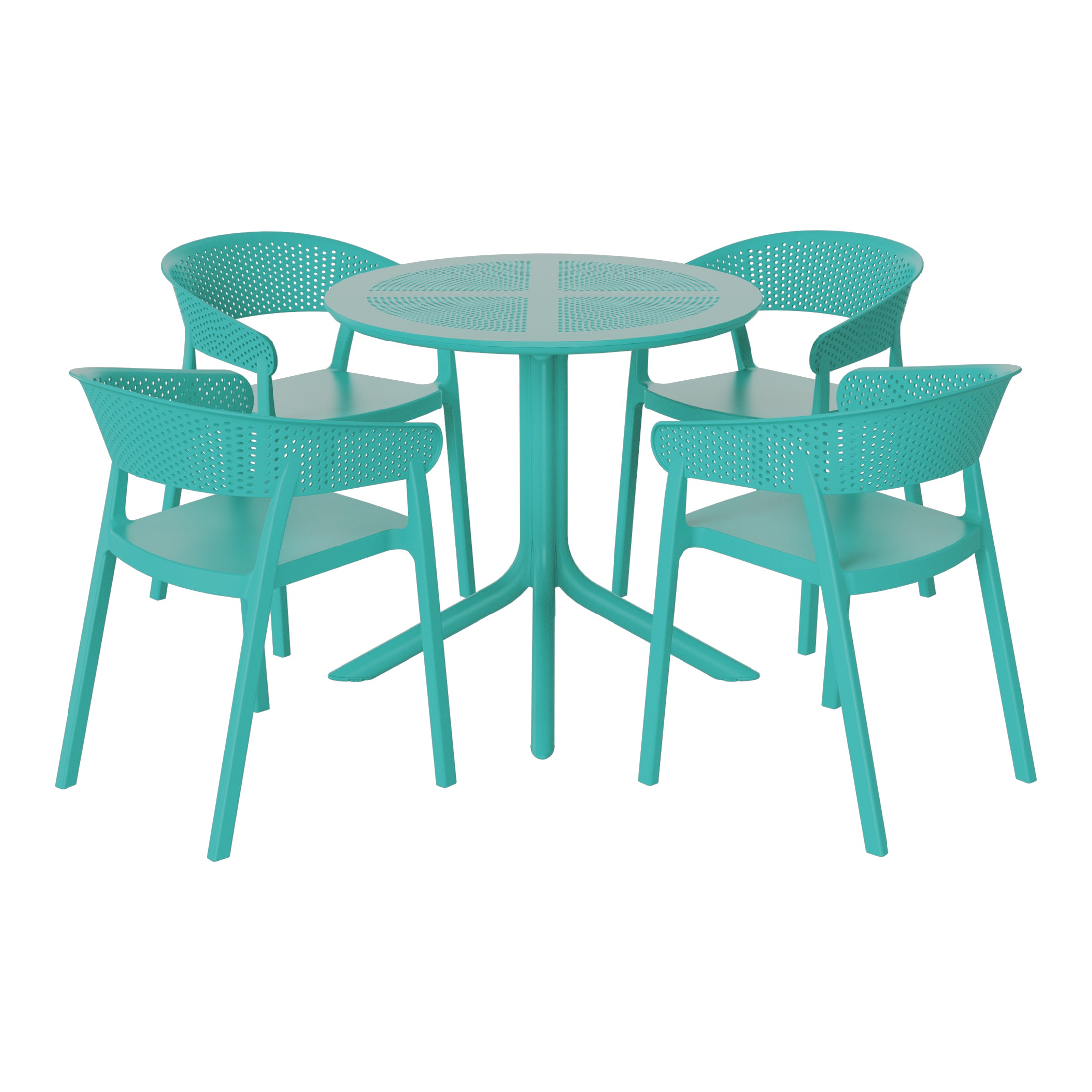 Sunshine 5-Piece Modern Patio Round Dining Table Set with Stackable Patio Dining Chairs