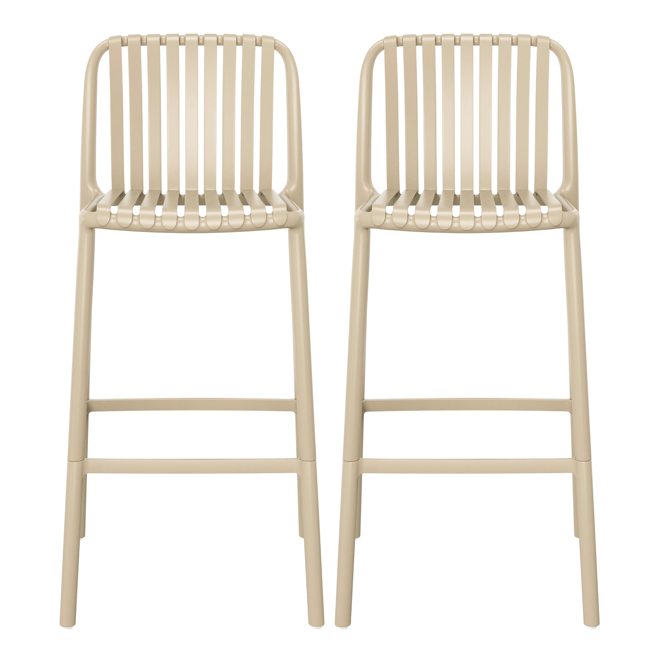 Sunshine 29.5" Outdoor Modern Polypropylene Plastic Patio Bar Height Stools (Set of 2)