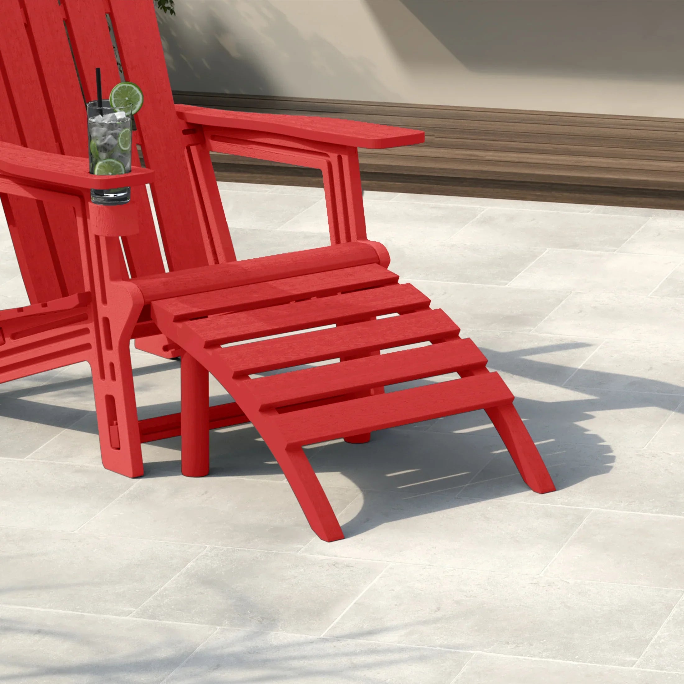 Cayman Outdoor Patio HDPE Adirondack Ottoman Footrest