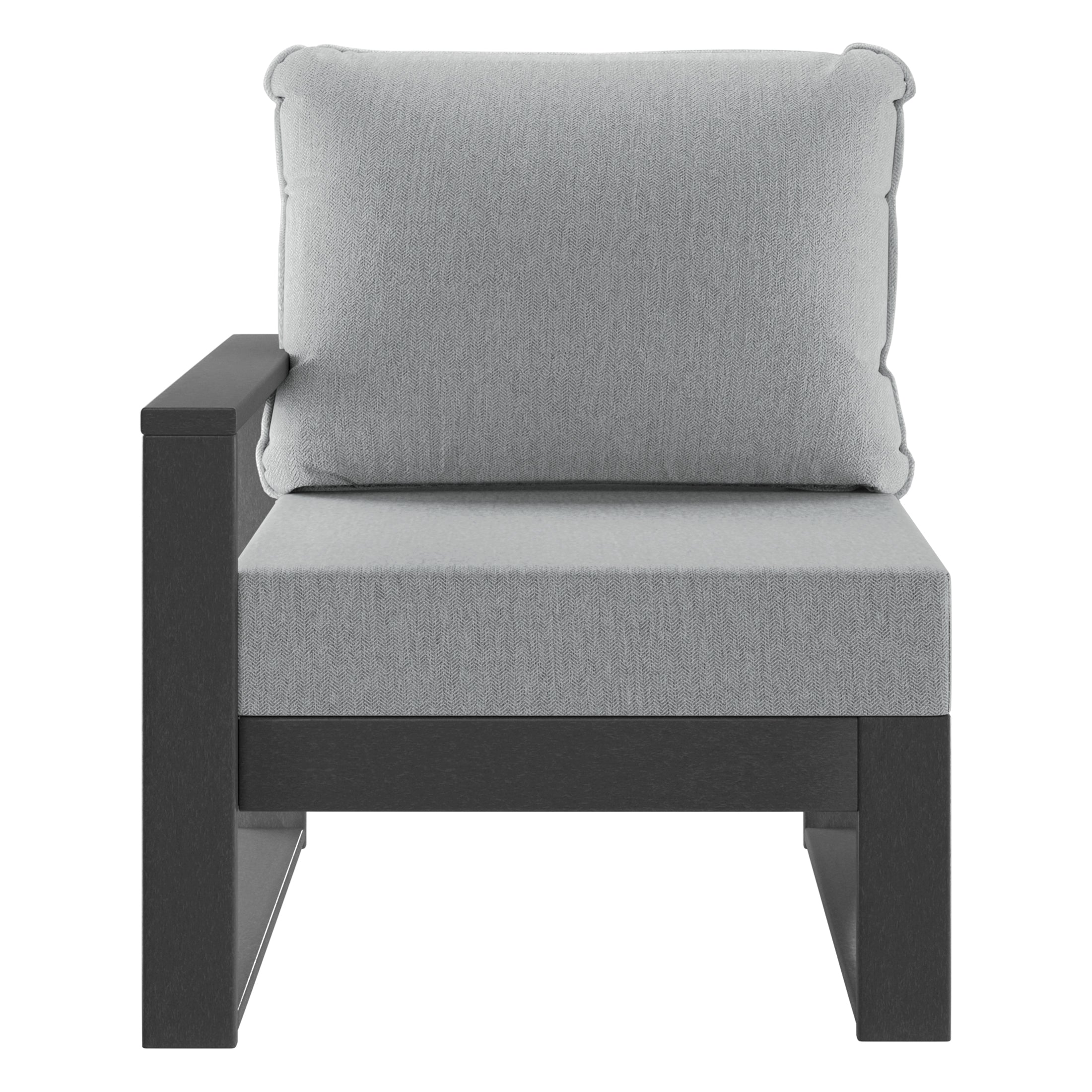 Rockaway Outdoor HDPE Left Arm Sectional Patio Corner Club Chair with Patio Cushions