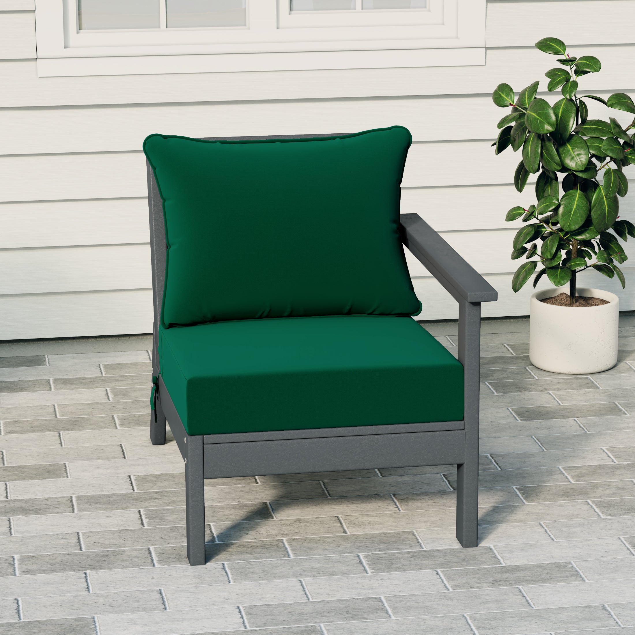 Portsmouth Outdoor Patio HDPE Right Arm Sectional Corner Club Chair with Patio Cushions