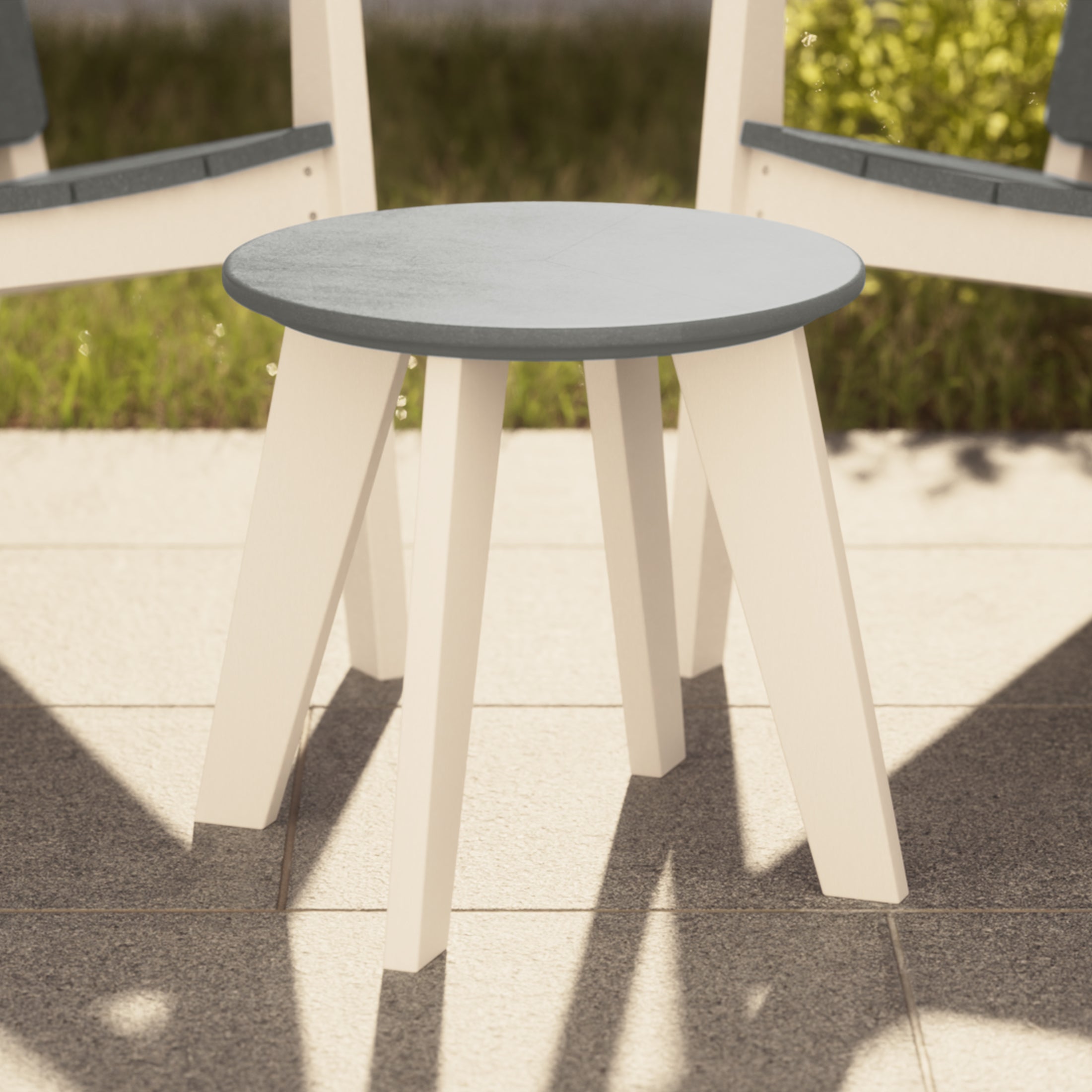 Seaside HDPE Plastic Outdoor Round Adirondack Patio Side Table
