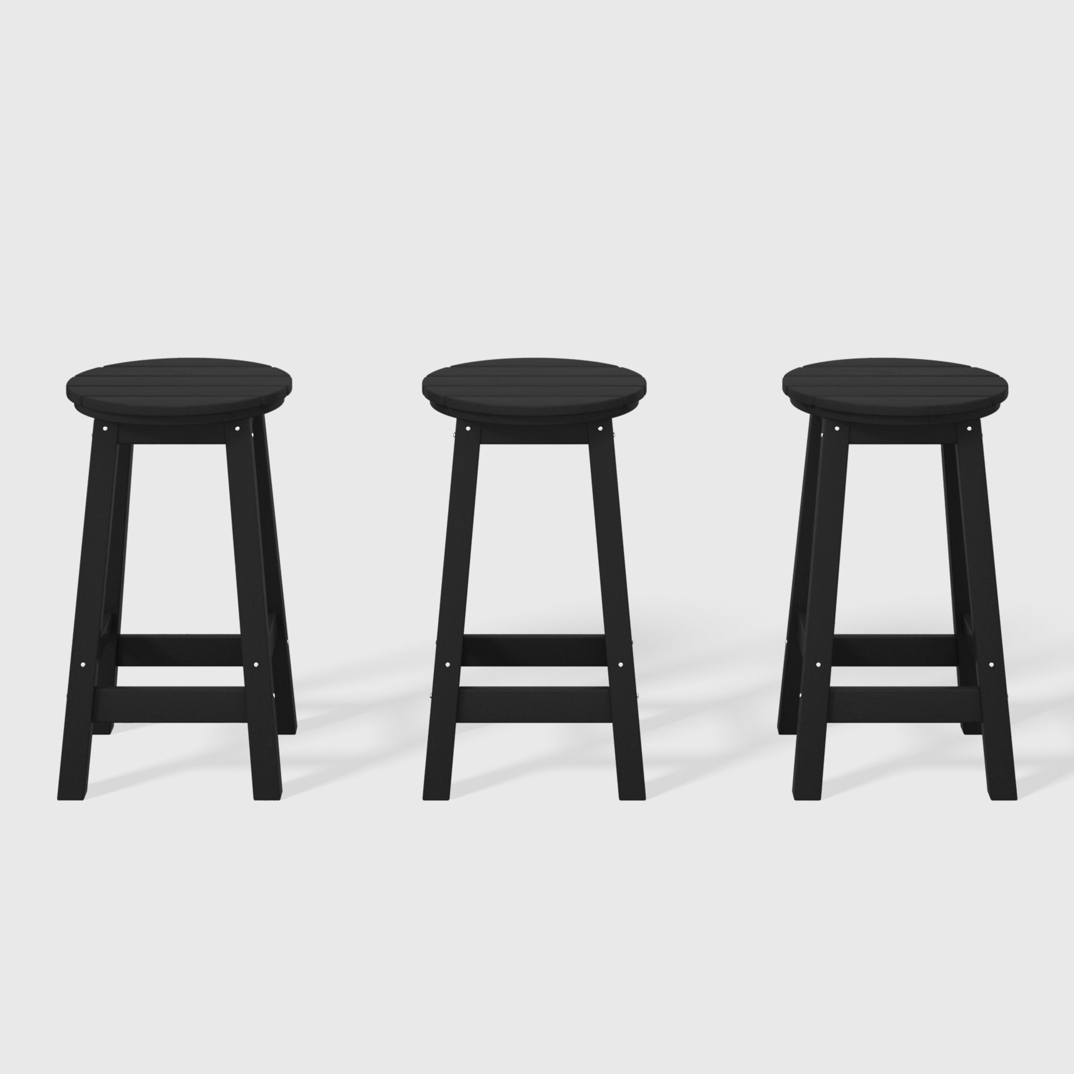 Paradise 24" HDPE Outdoor Patio Round Counter Height Bar Stool Set of 3