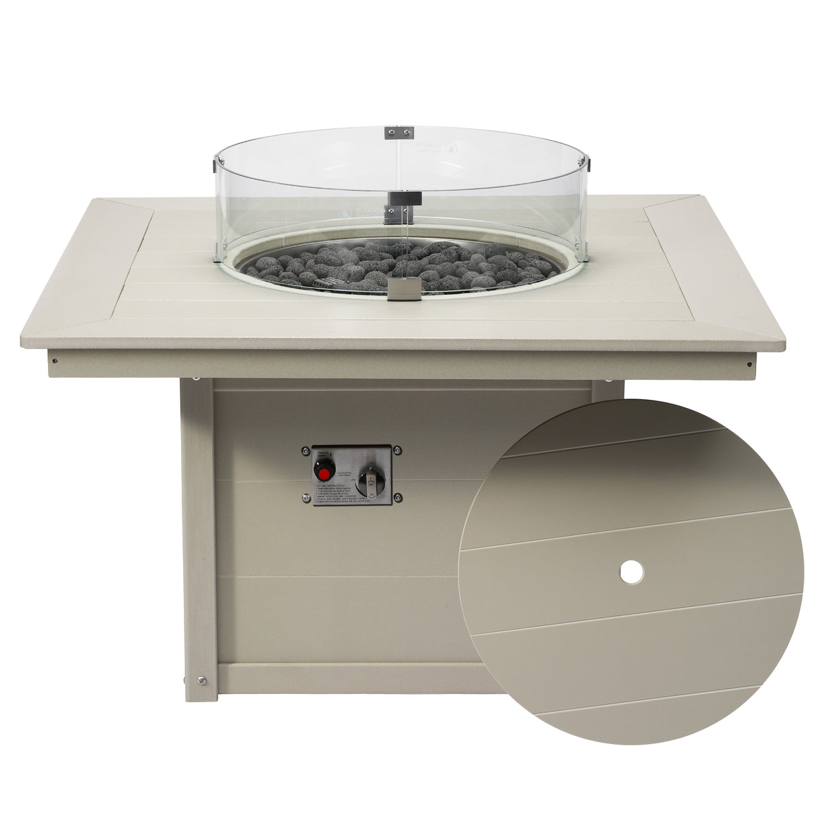 Sol 42" Modern Outdoor Patio Propane Square Fire Pit Table