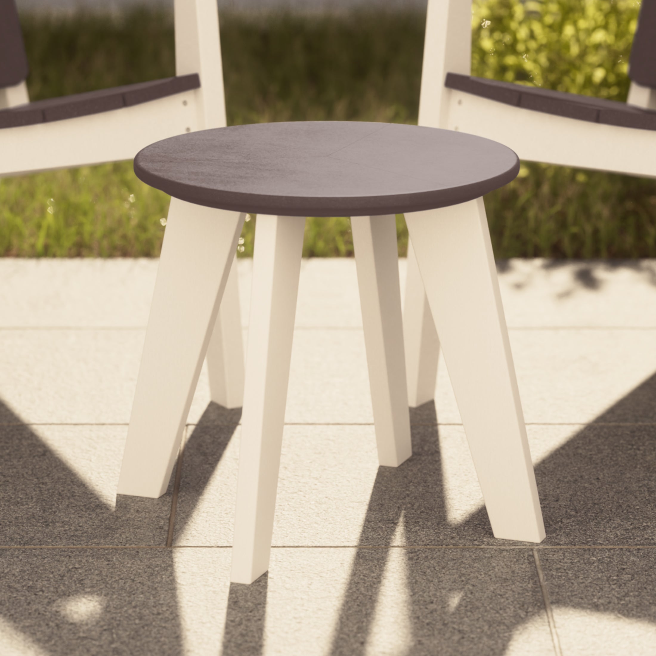 Seaside HDPE Plastic Outdoor Round Adirondack Patio Side Table