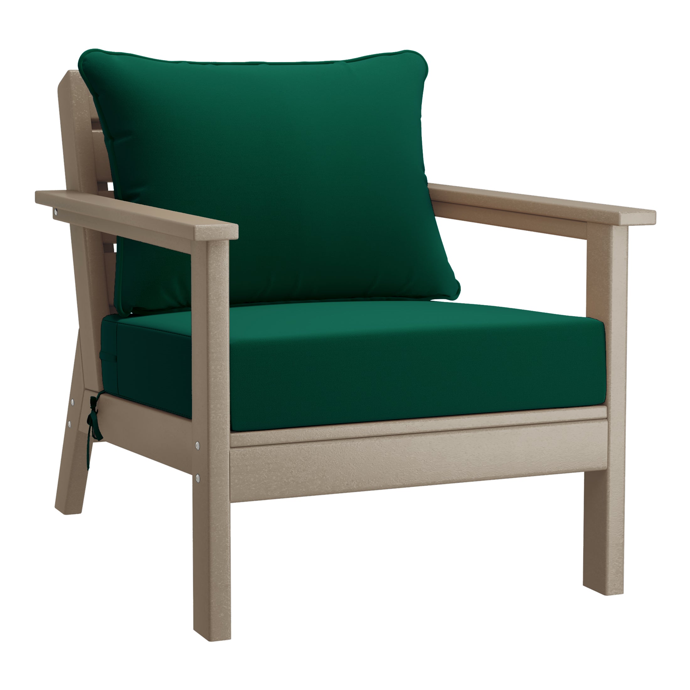 Portsmouth Outdoor Modern HDPE Patio Club Chairs with Deep Seat Cushions (Set of 2)