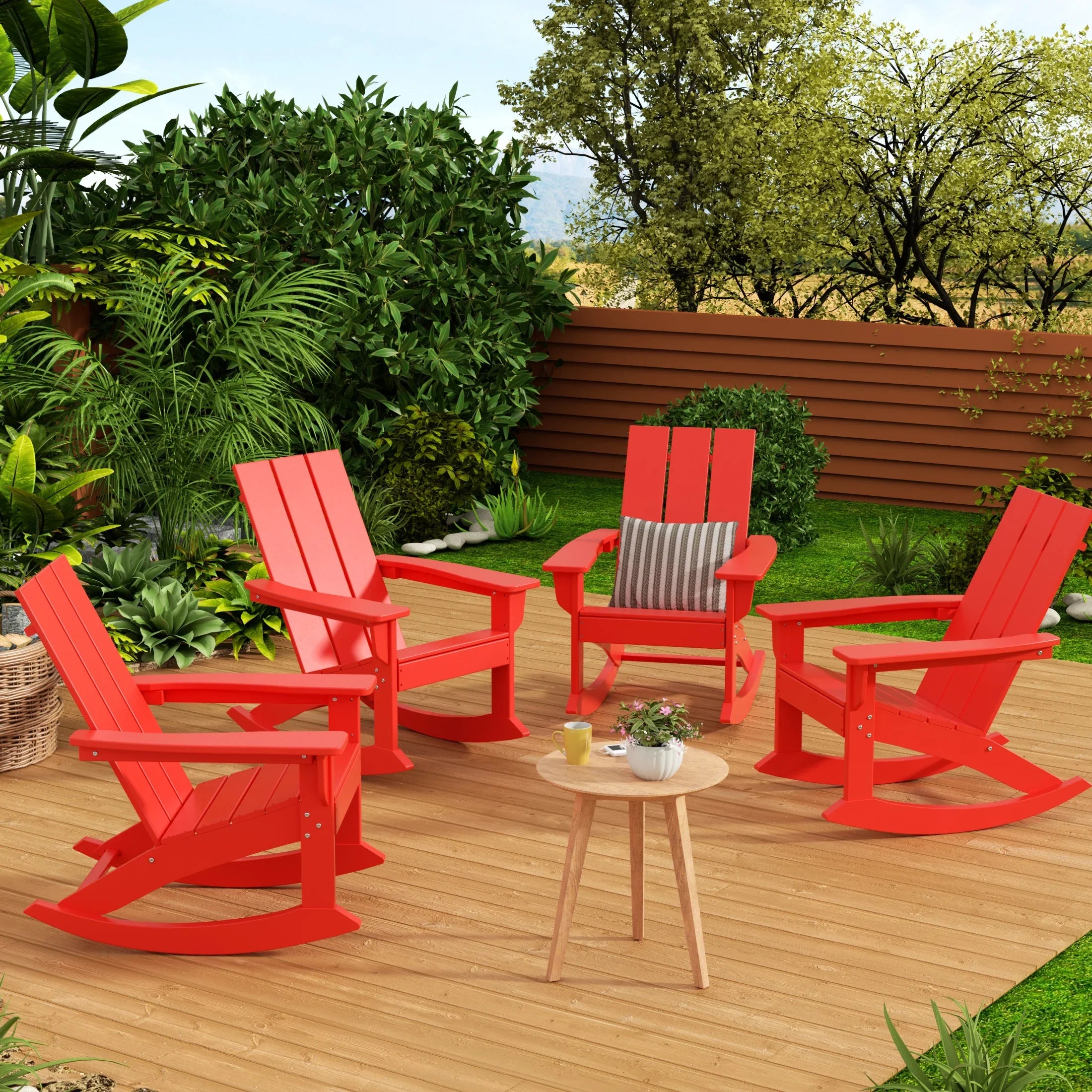 Palms Outdoor Patio Modern Adirondack Rocking Chair (Set of 4)