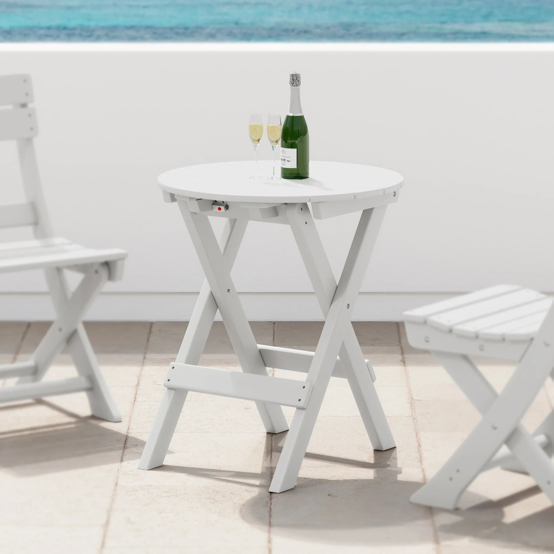 Paradise HDPE Outdoor 24.5 Inch Round Portable Folding Patio Dining Table