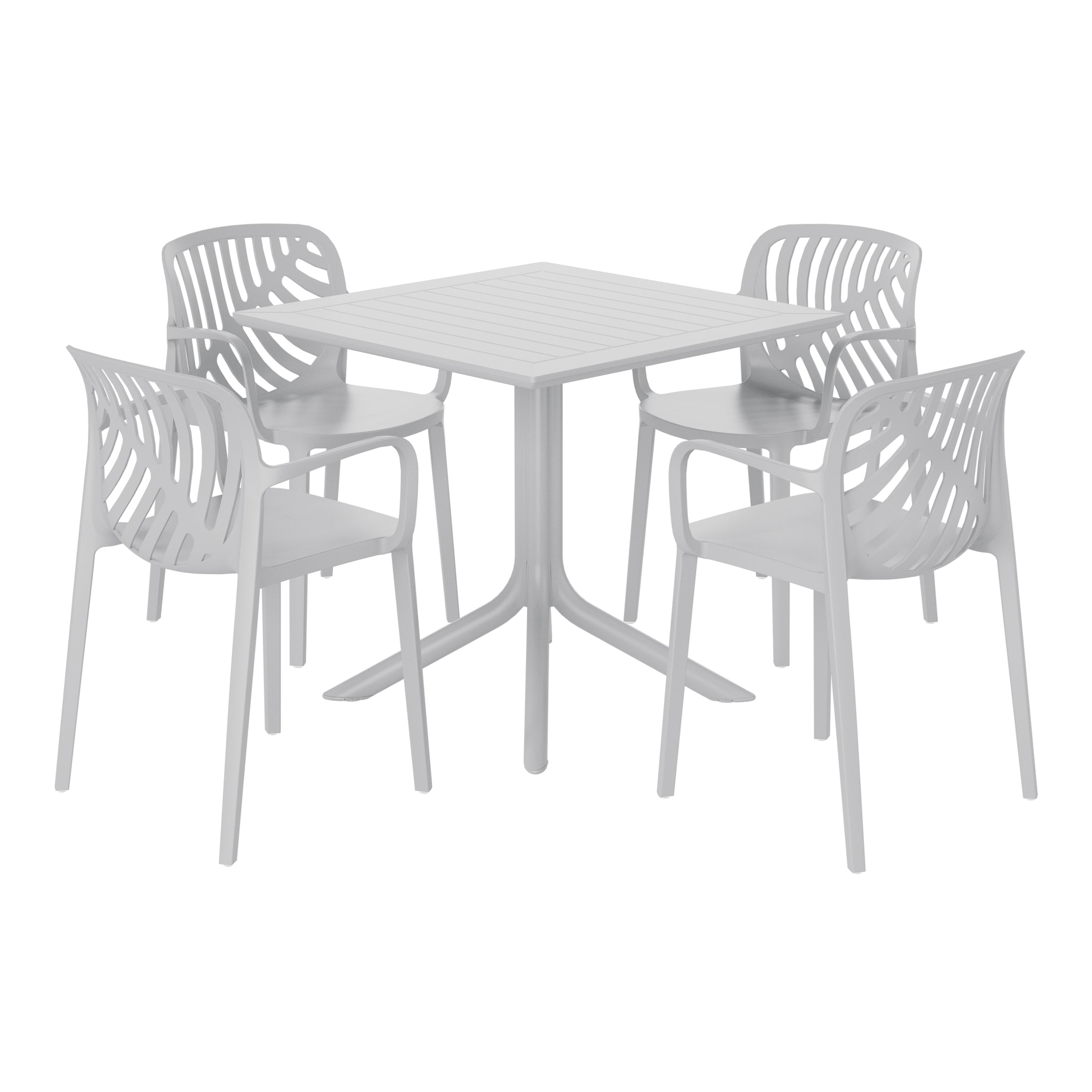 Sunshine 5-Piece Outdoor Square Patio Dining Table Set with Stackable Patio Dining Chairs