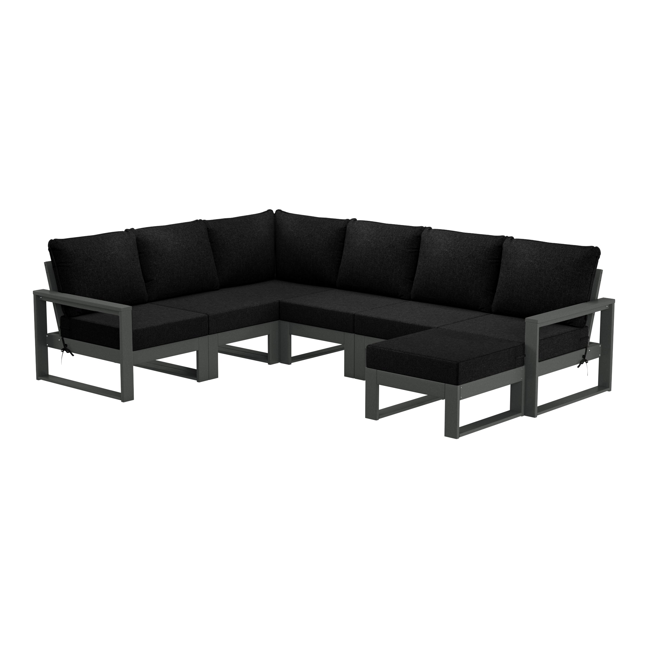 Rockaway 7-Piece Outdoor Modular L-Shaped Corner Patio Sectional Sofa Set