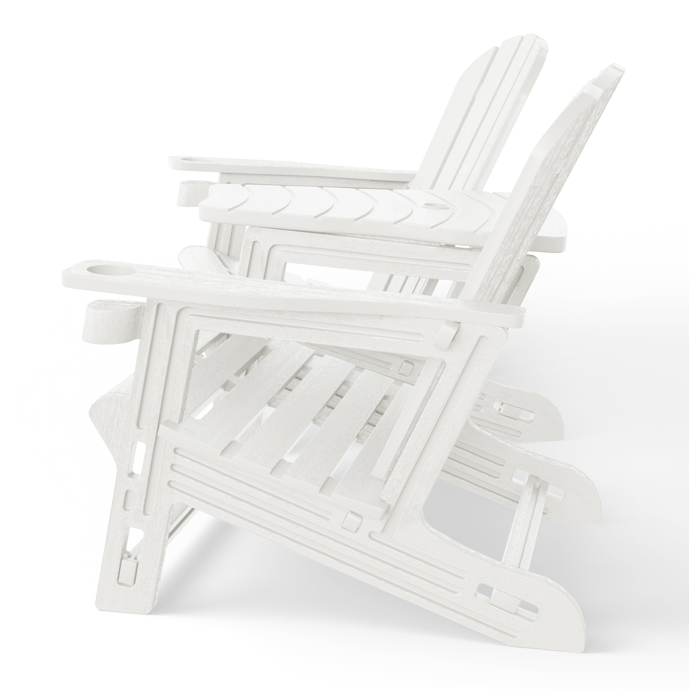 Cayman Outdoor HDPE Adirondack Chairs With Connecting Table Tray (Set of 2)