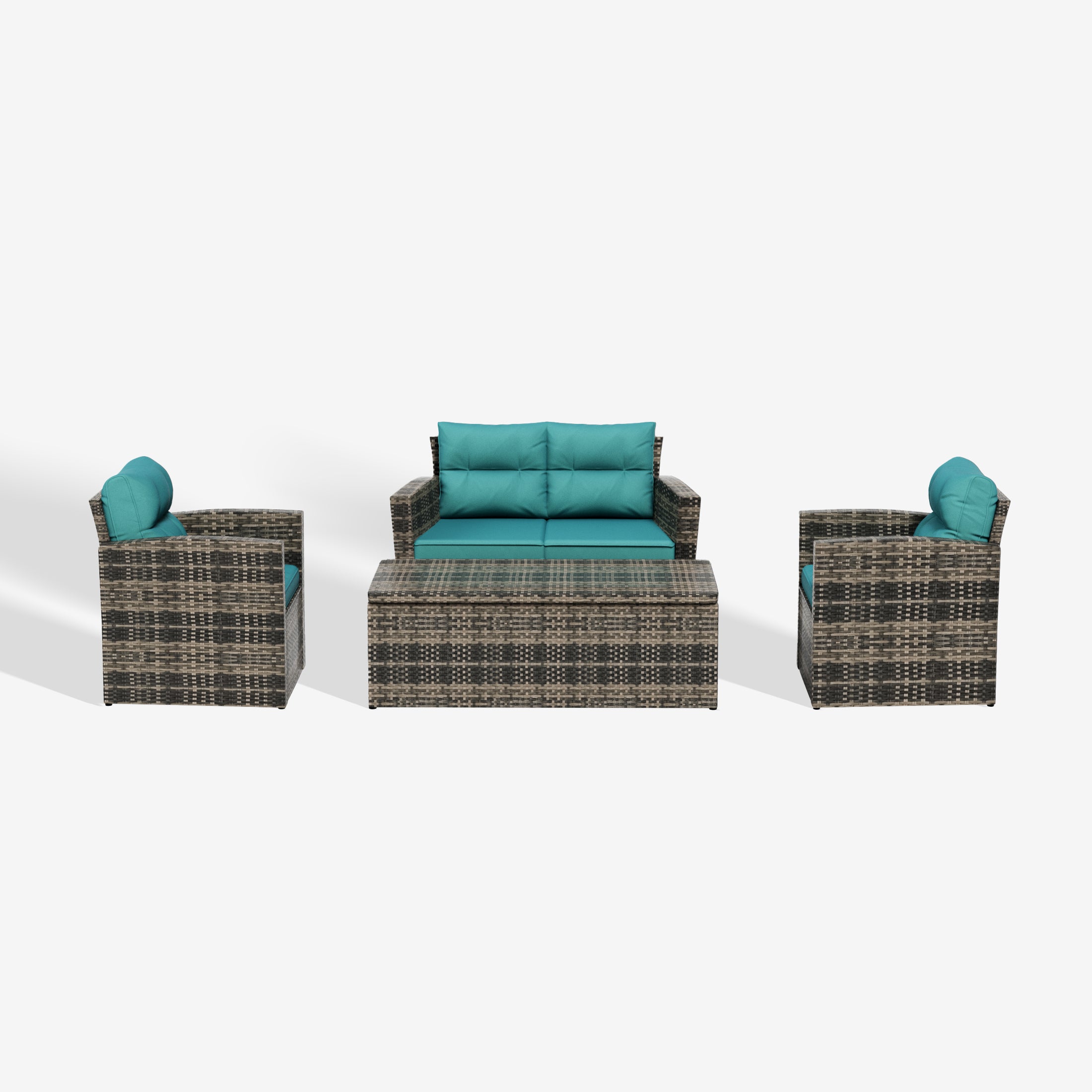 Maldives 4-Piece PE Rattan Wicker Conversation Sofa Set with Cushions