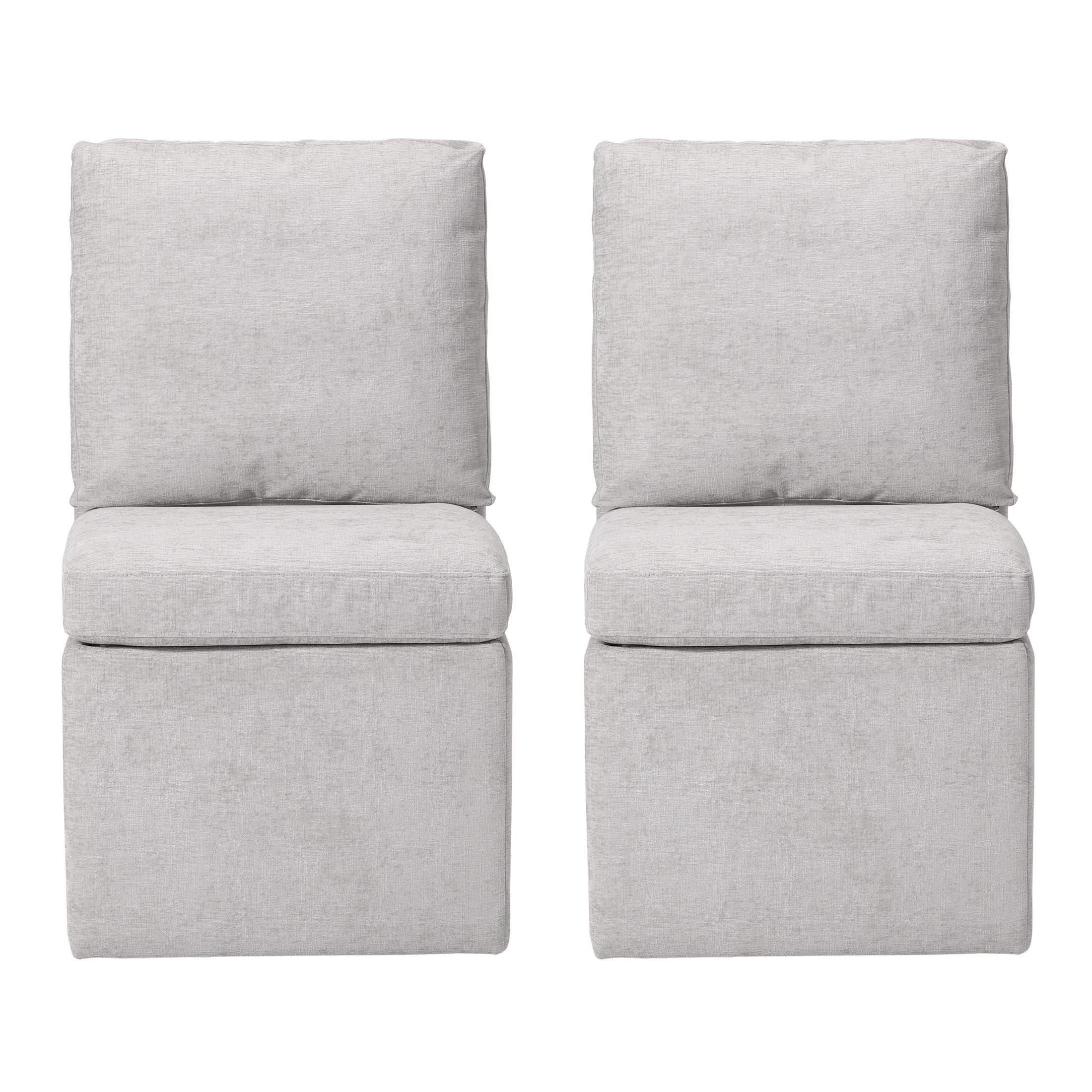 Danburry Modern Upholstered Chenille Armless Dining Chairs With Casters (Set of 2)
