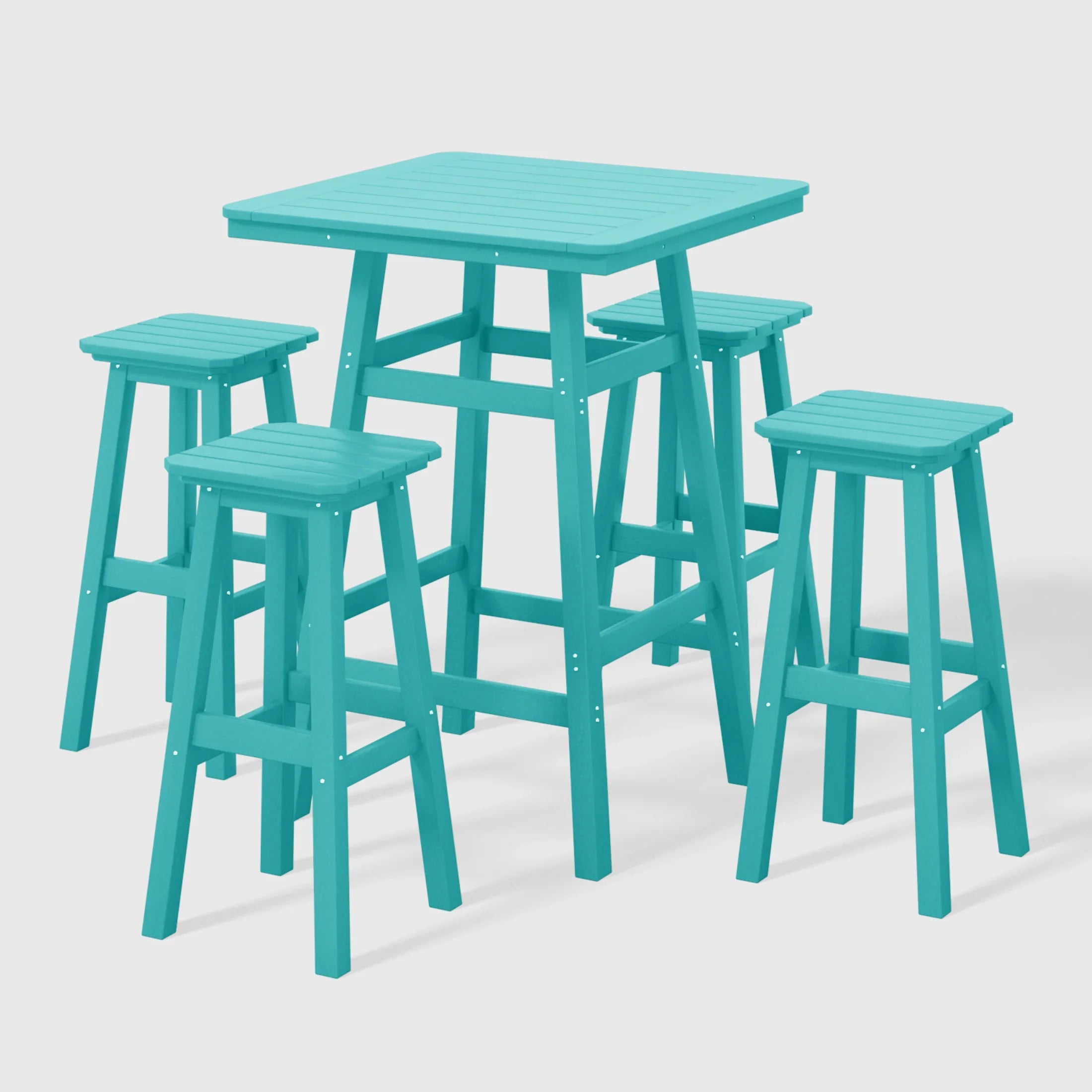 Paradise 5-Piece HDPE Outdoor Patio Dining Bar Bistro Table Set with Bar Stools