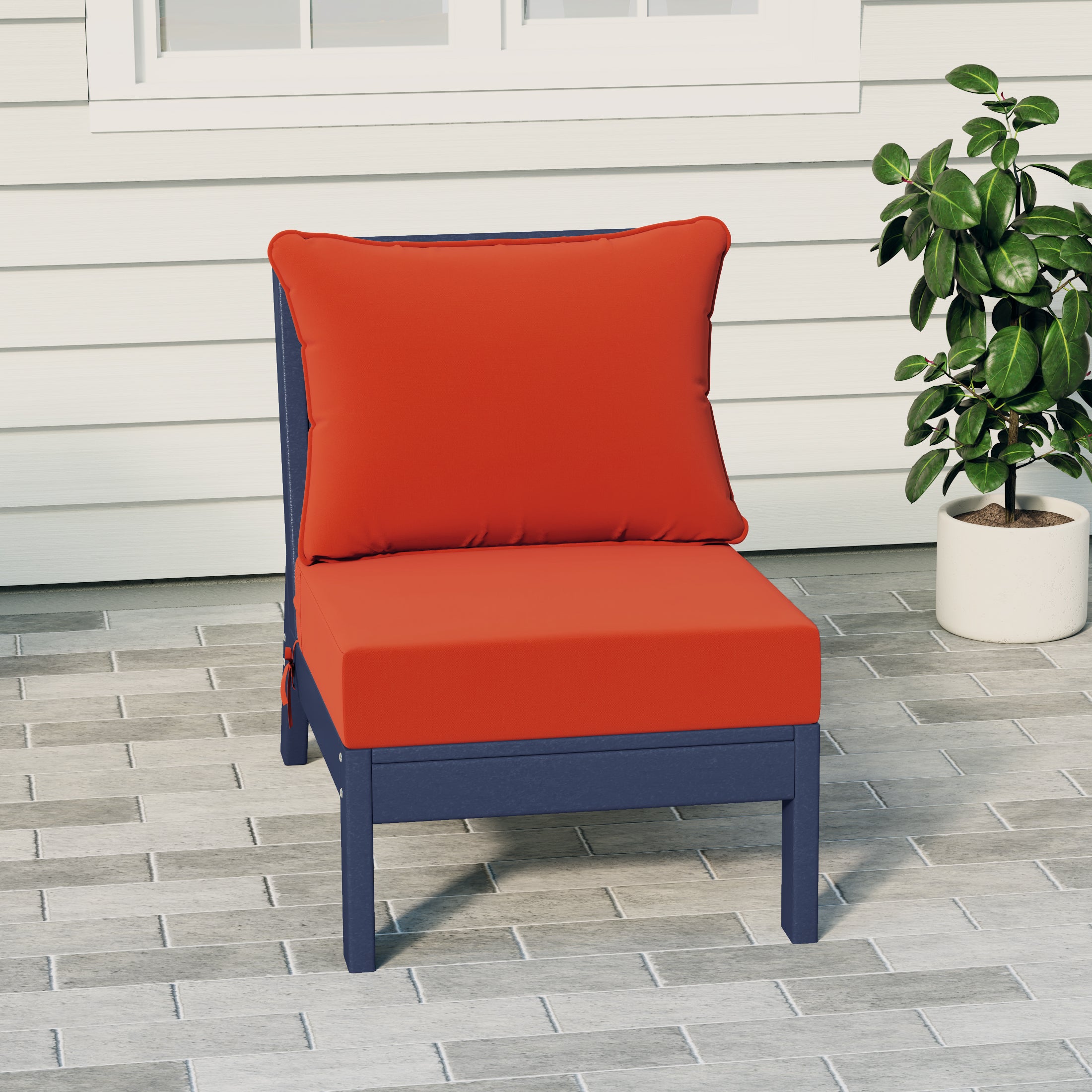Portsmouth Outdoor HDPE Deep Seating Modular Armless Patio Chair with Patio Cushions