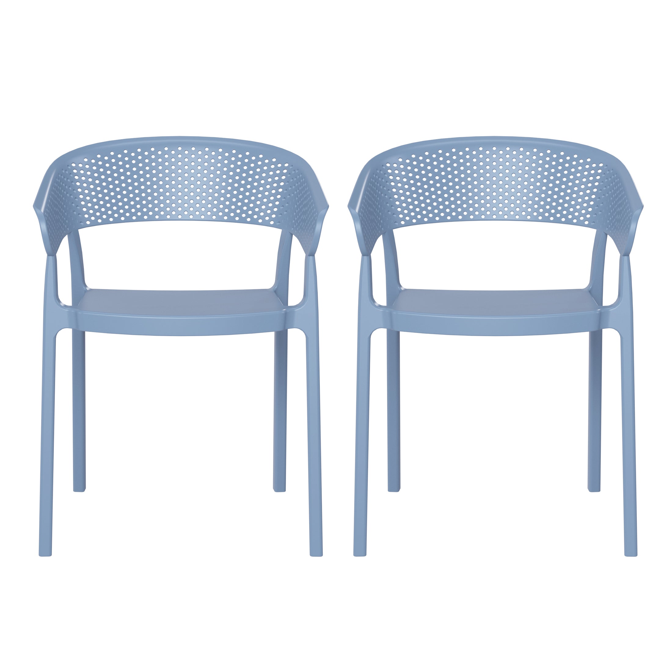 Sunshine Outdoor Modern Stackable Plastic Resin Patio Dining Armchair (Set of 2)