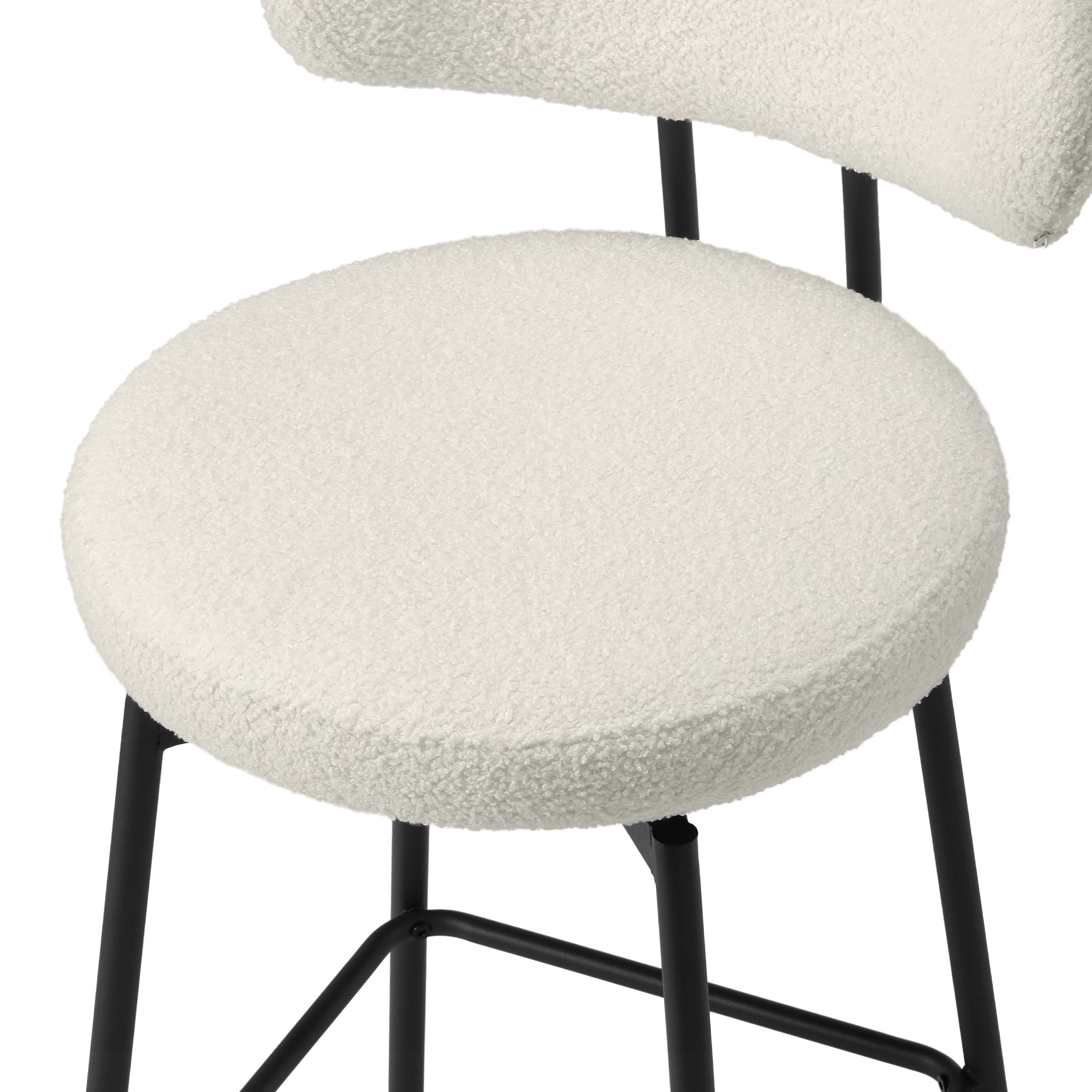 Celine Modern Upholstered Sherpa Fabric Counter Height Bar Stools with Back (Set of 2)