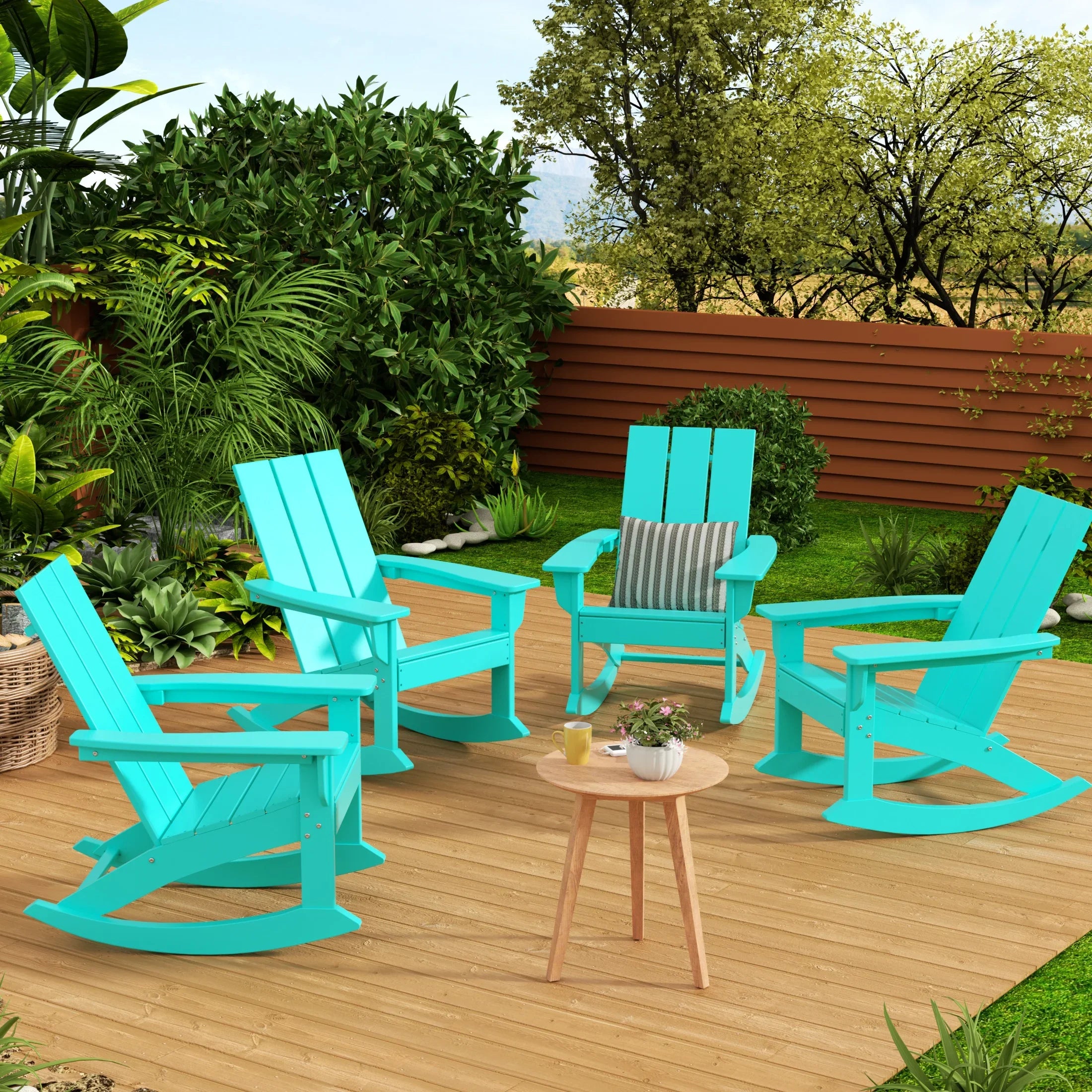Palms Outdoor Patio Modern Adirondack Rocking Chair (Set of 4)