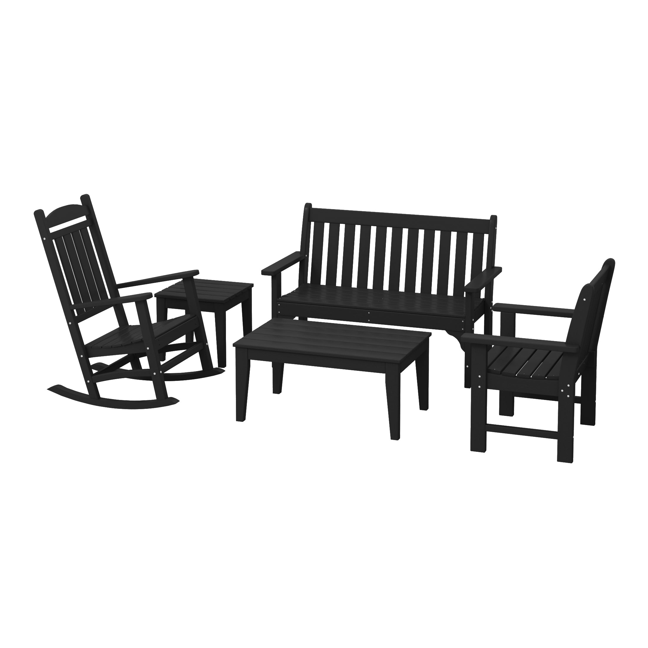 Paradise 5-Piece HDPE Outdoor Patio Furniture Couch and Rocking Chair Set