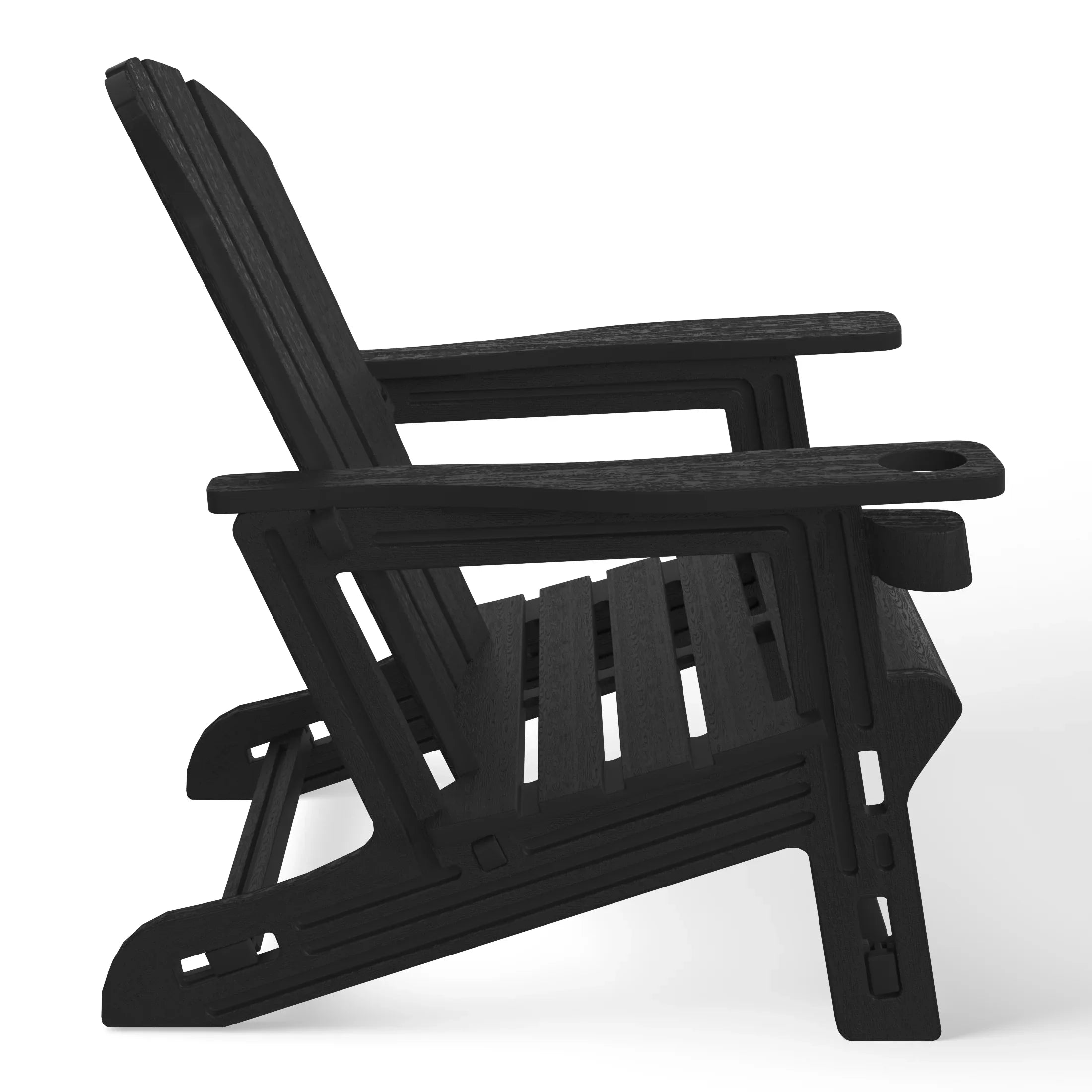 Cayman 3-Piece HDPE Plastic Adirondack Patio Chairs With 18" Square Side Table Set