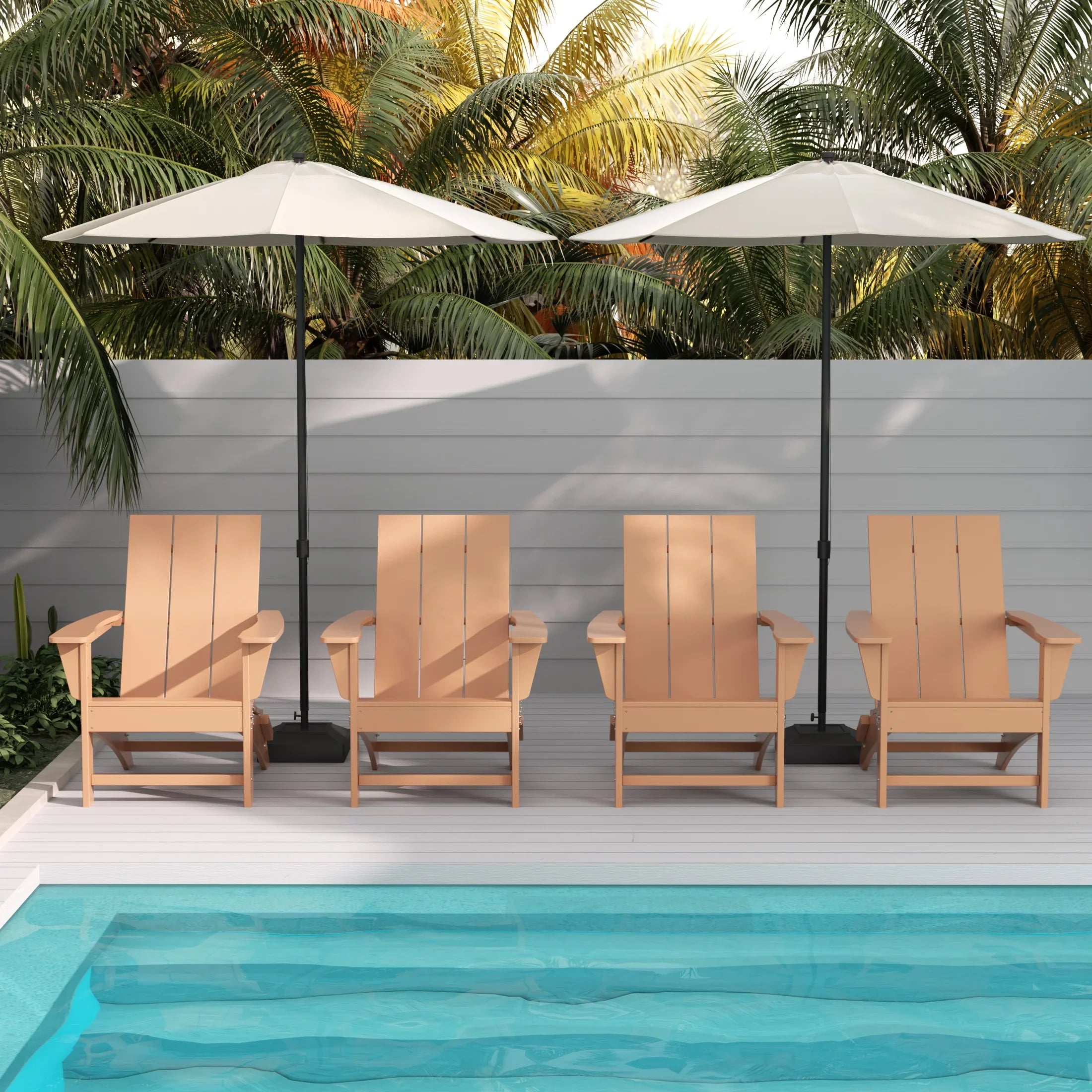 Palms Modern Outdoor Folding Adirondack Chair (Set of 4)